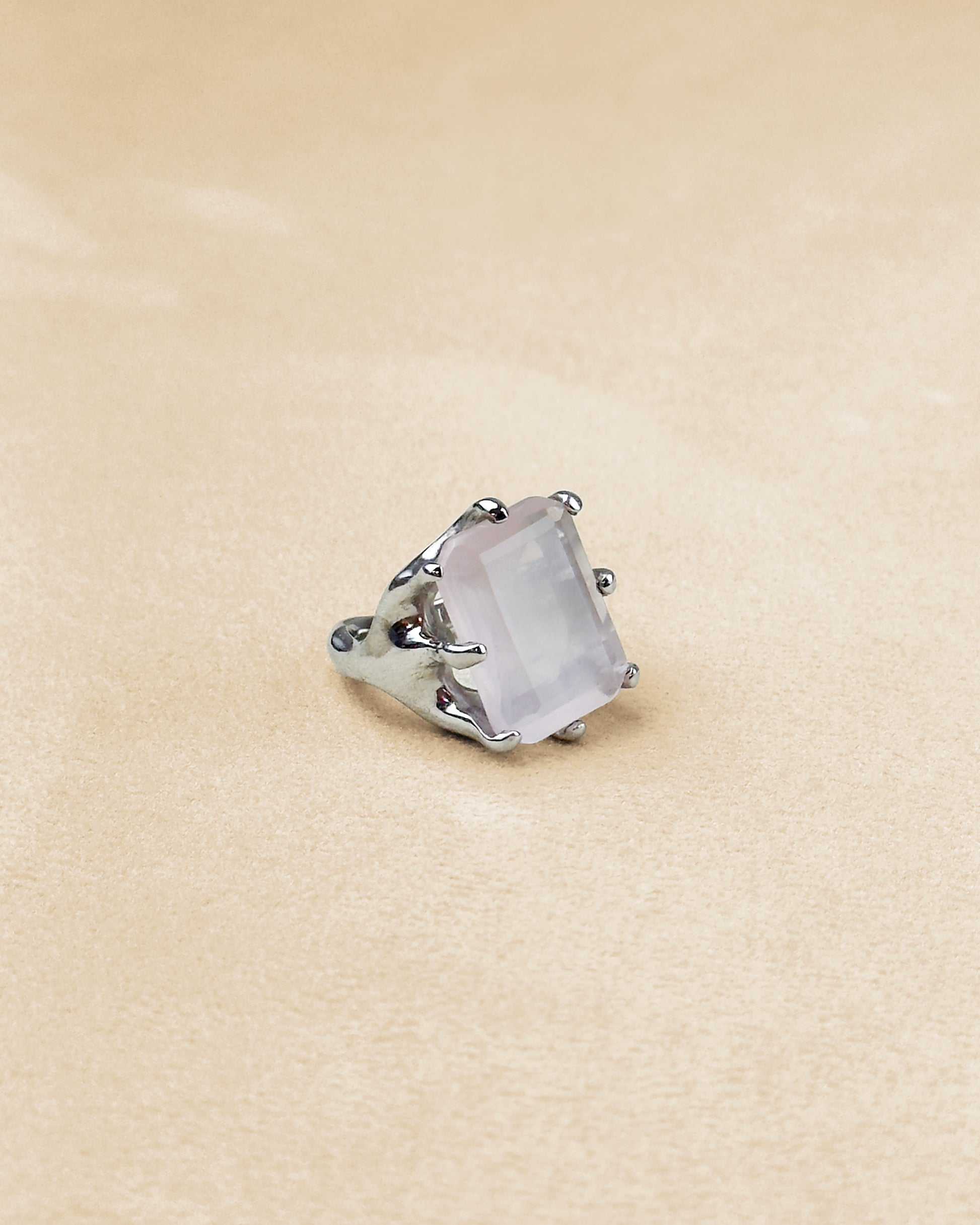8 Prong Ring — Rose Quartz