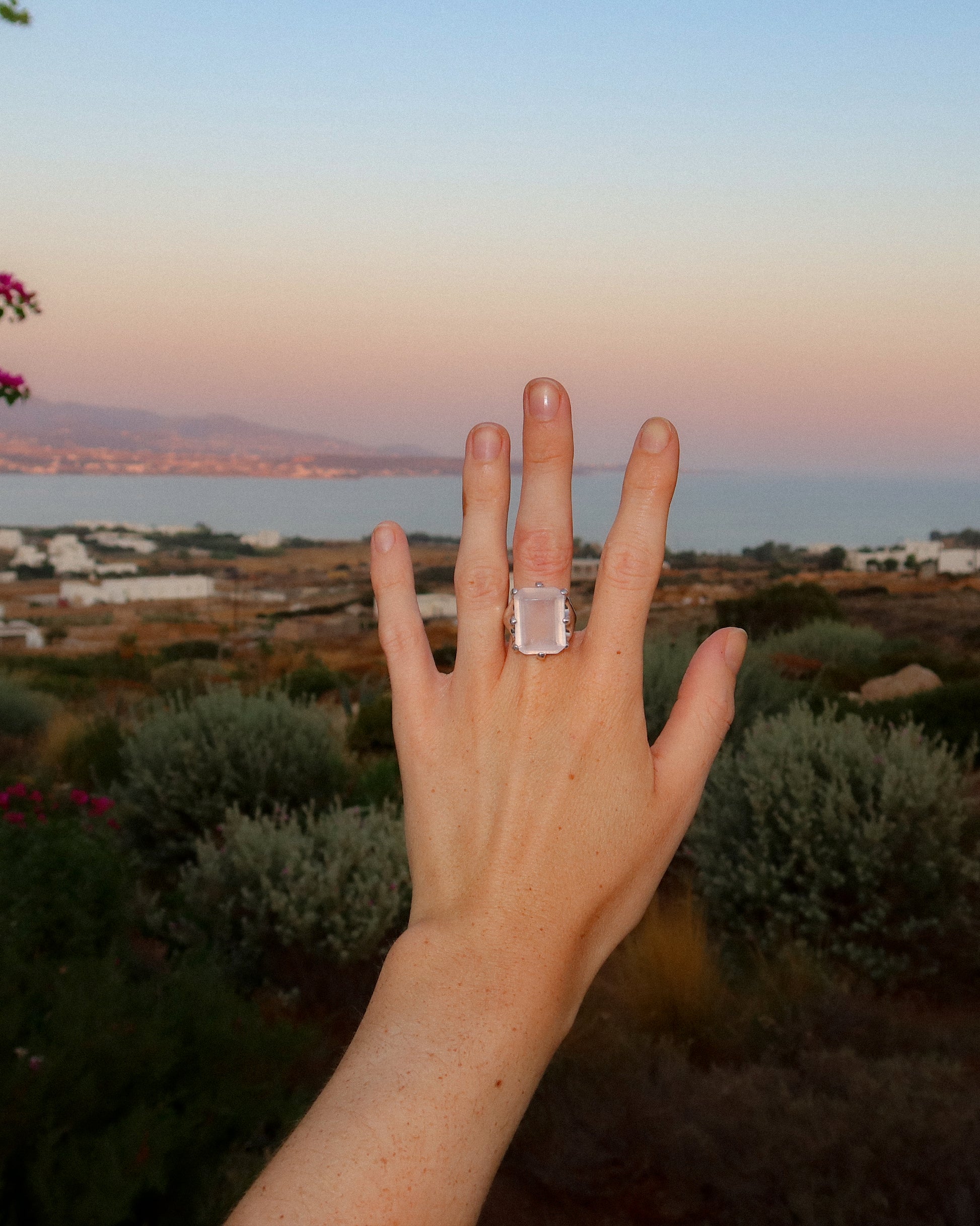 8 Prong Ring — Rose Quartz