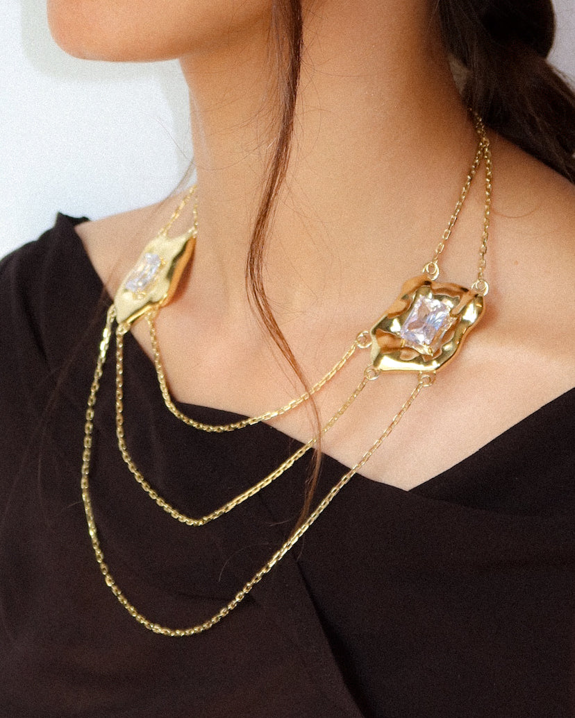 Double Pendant Necklace — Gold Vermeil
