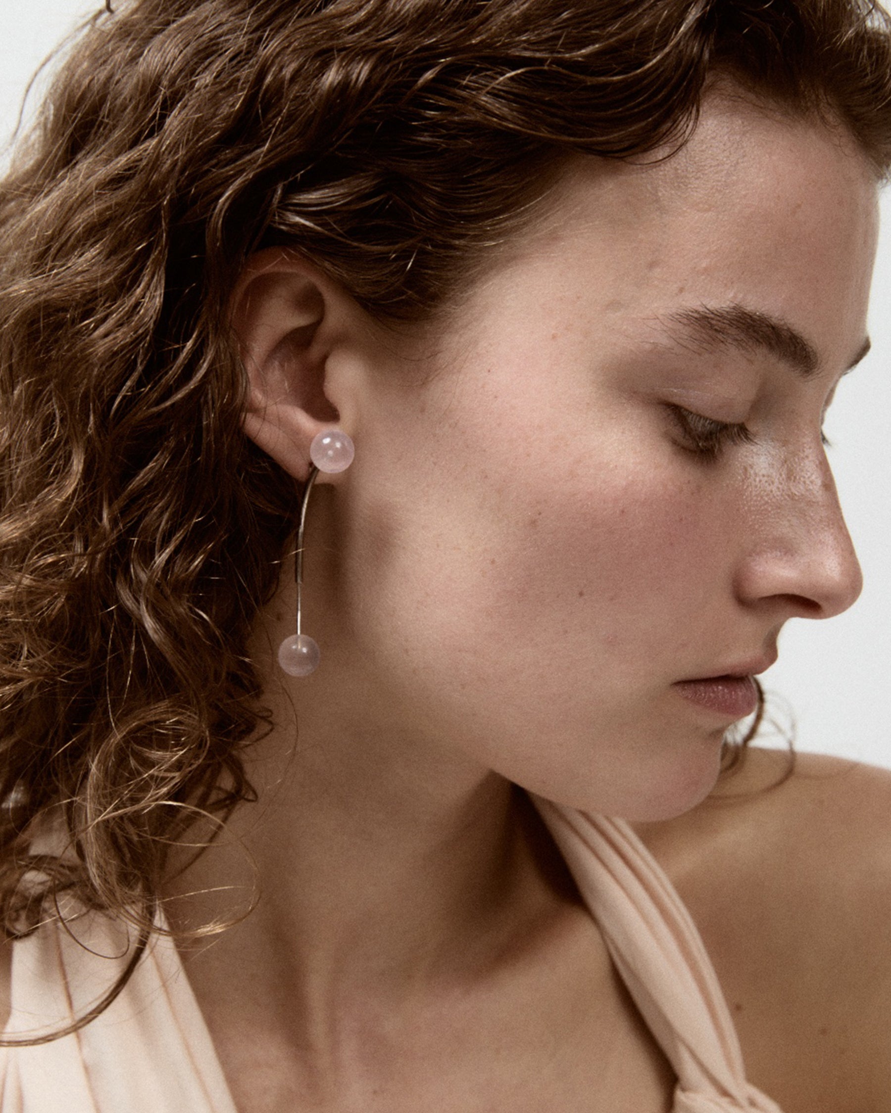 Antenna Earring — Rose Quartz