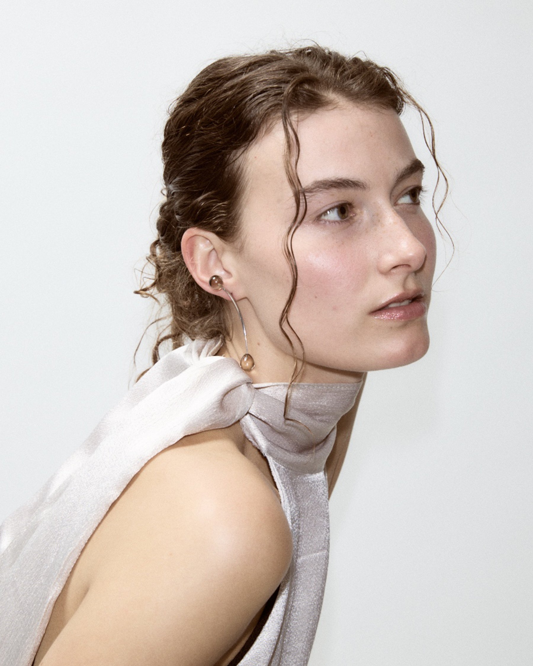 Antenna Earring — Smoked Quartz