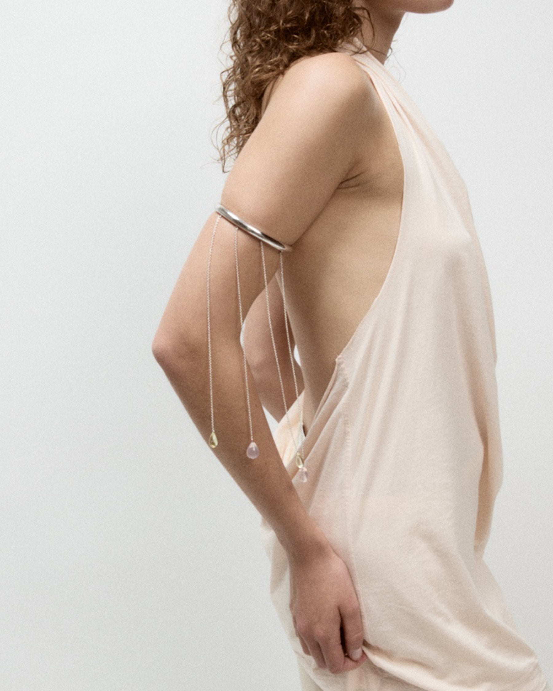 Drops Arm Cuff — Rose Quartz & Lemon Citrine