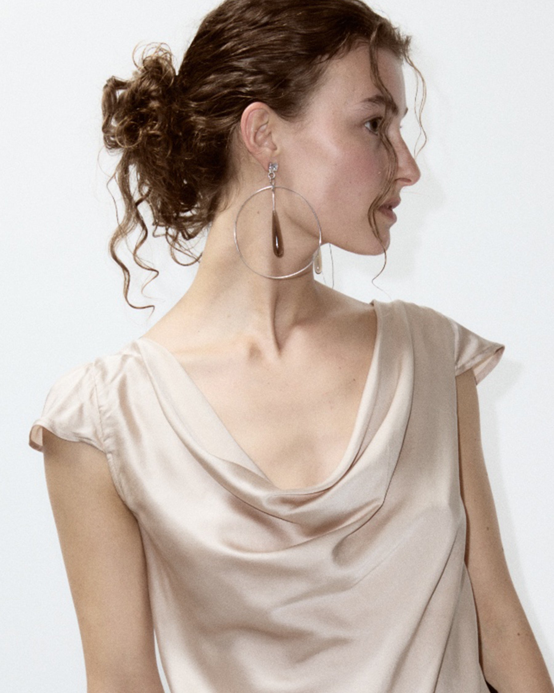 Hoop Earring — Smoked Quartz