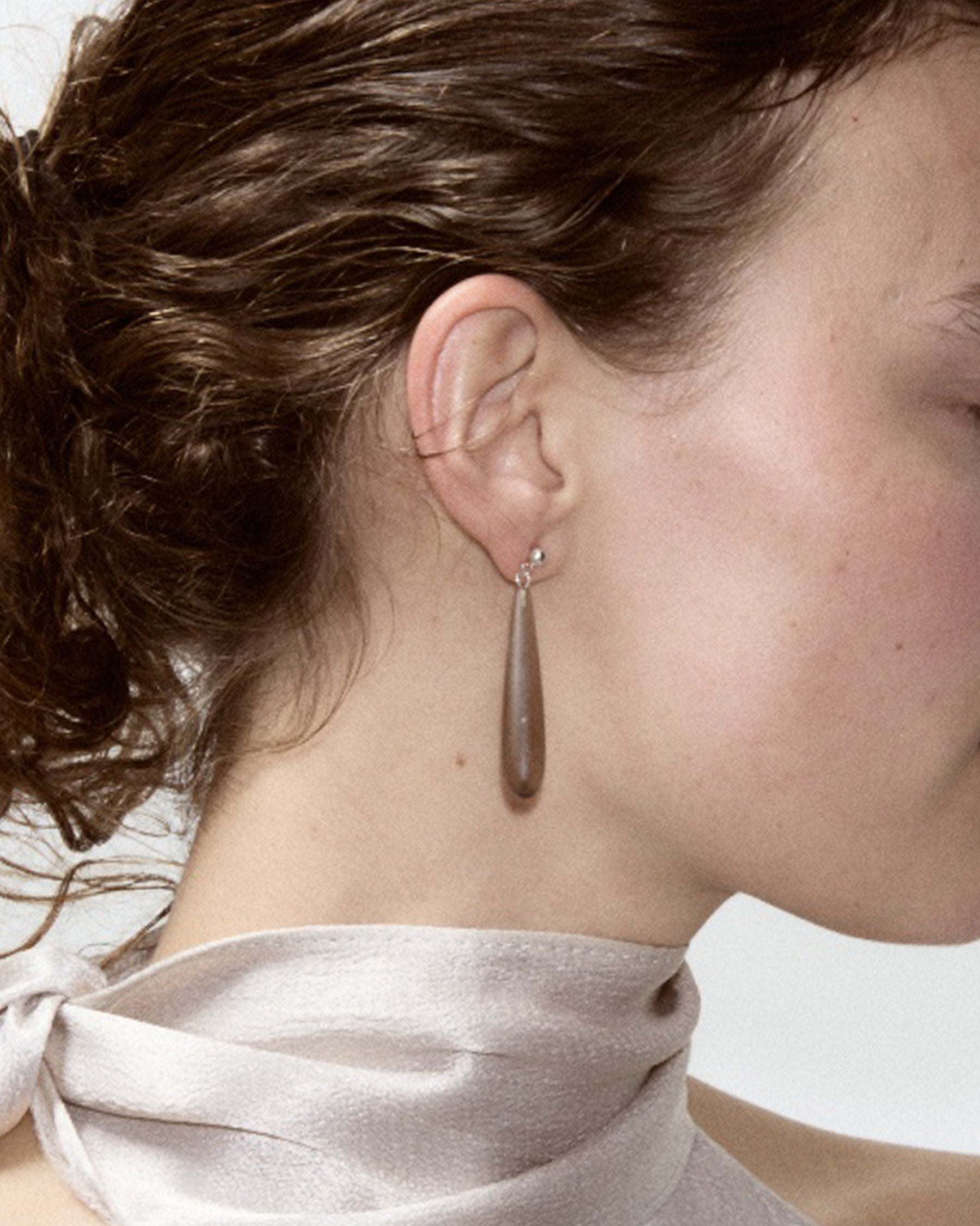 Ear Drop — Matte Smoked Quartz