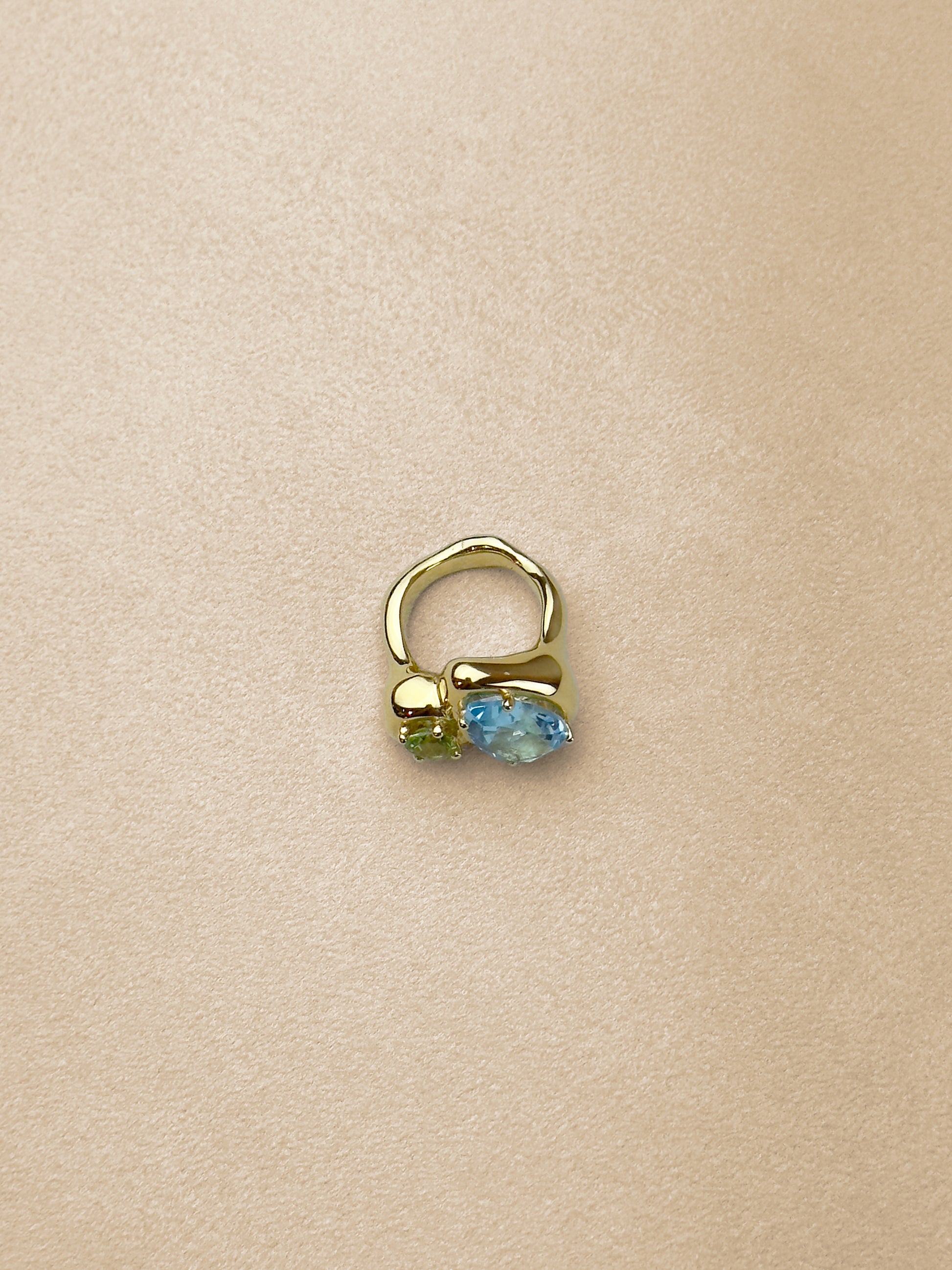 Odd Ring #2 – Peridot & Sky Topaz – Gold Vermeil