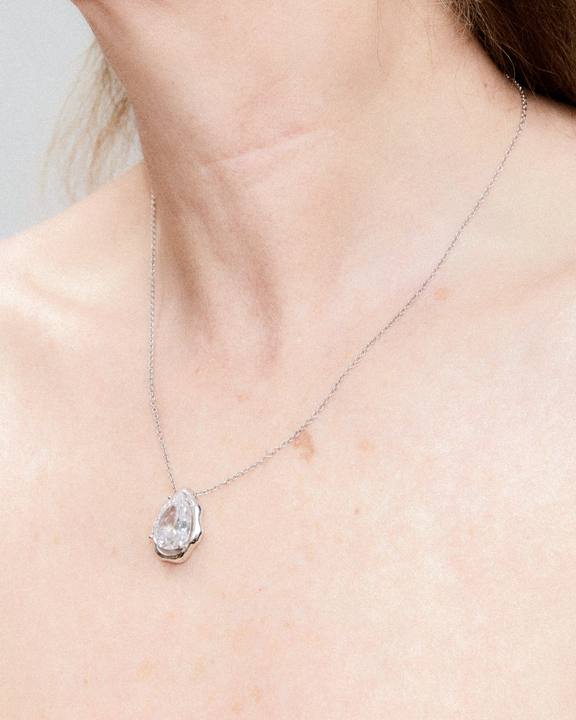 Teardrop Necklace — Rose Quartz