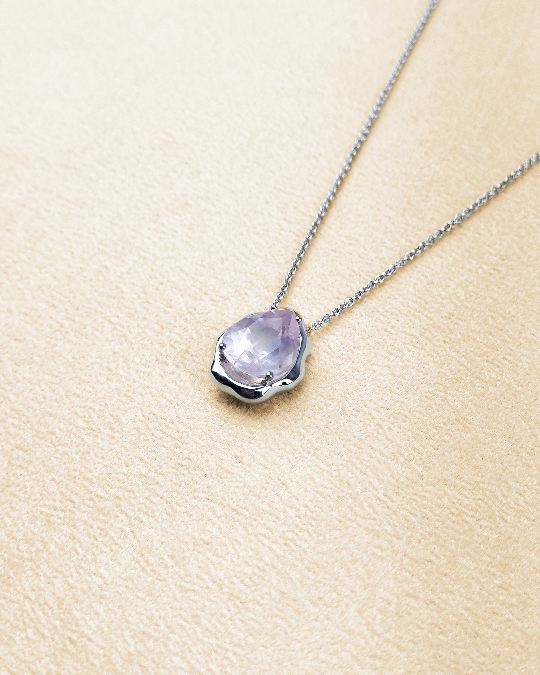 Teardrop Necklace — Rose Quartz