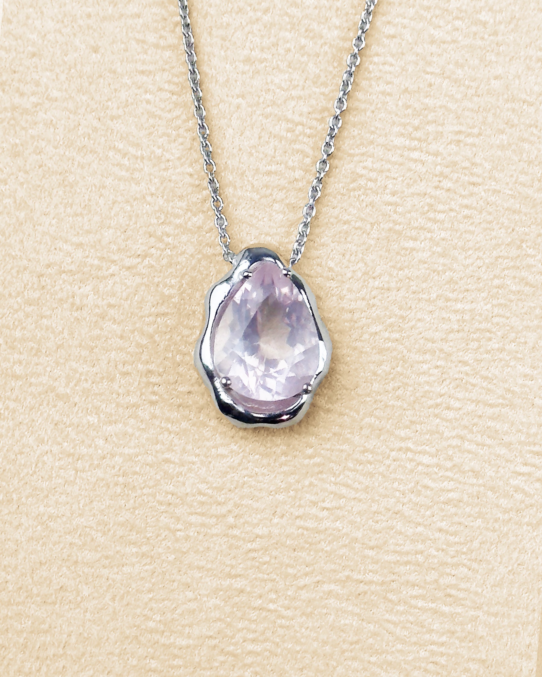 Teardrop Necklace — Rose Quartz