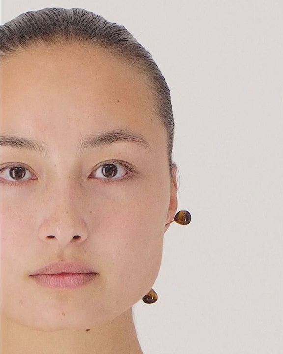 Antenna Earring — Tiger Eye