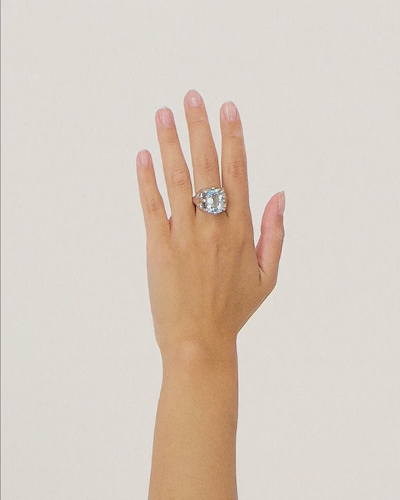 8 Prong Ring — Sky Topaz