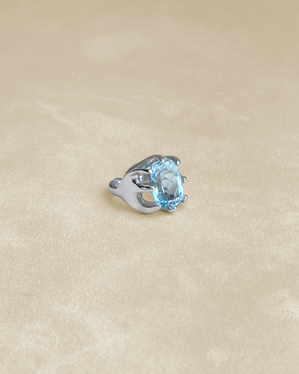 8 Prong Ring — Sky Topaz