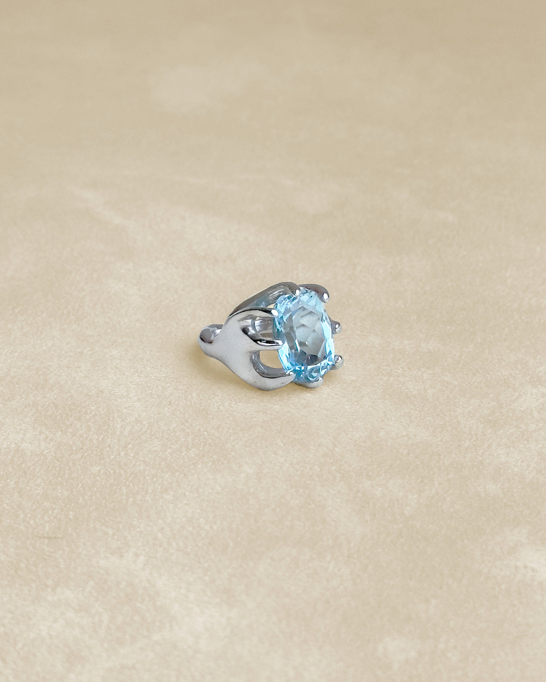 8 Prong Ring — Sky Topaz