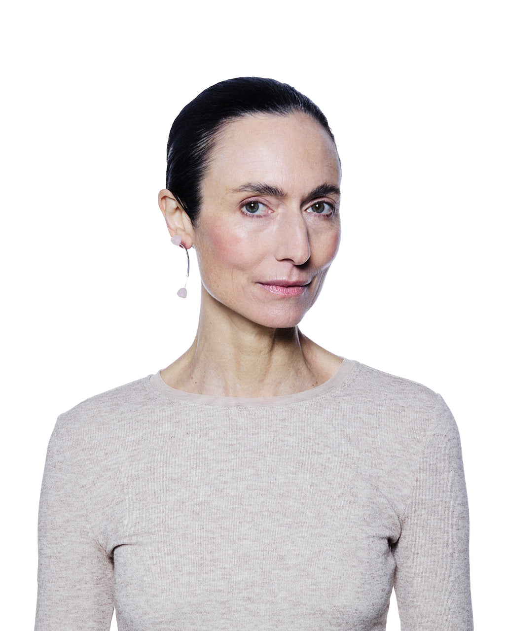 Antenna Earring — Rose Quartz