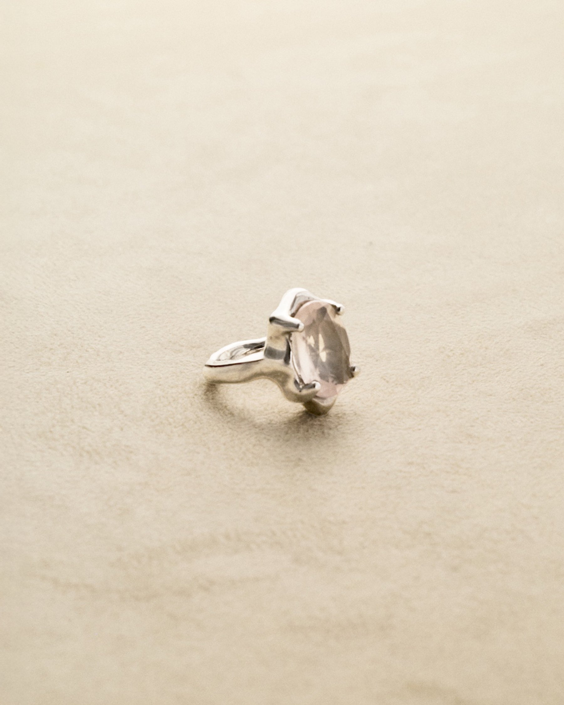Micro Bangle Ring — Rose Quartz