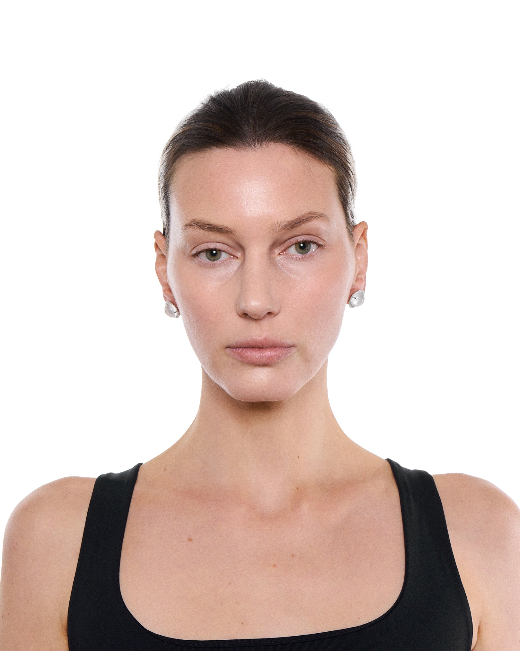 Cabochon Pavé Earrings — Mountain Crystal