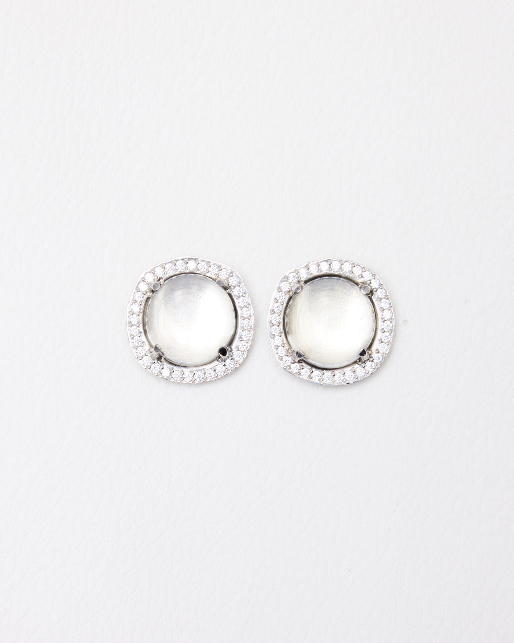 Cabochon Pavé Earrings — Mountain Crystal