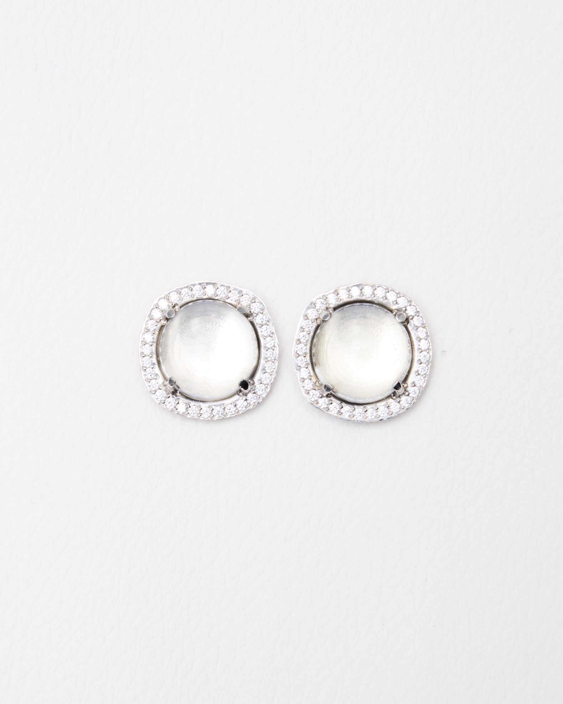 Cabochon Pavé Earrings — Mountain Crystal