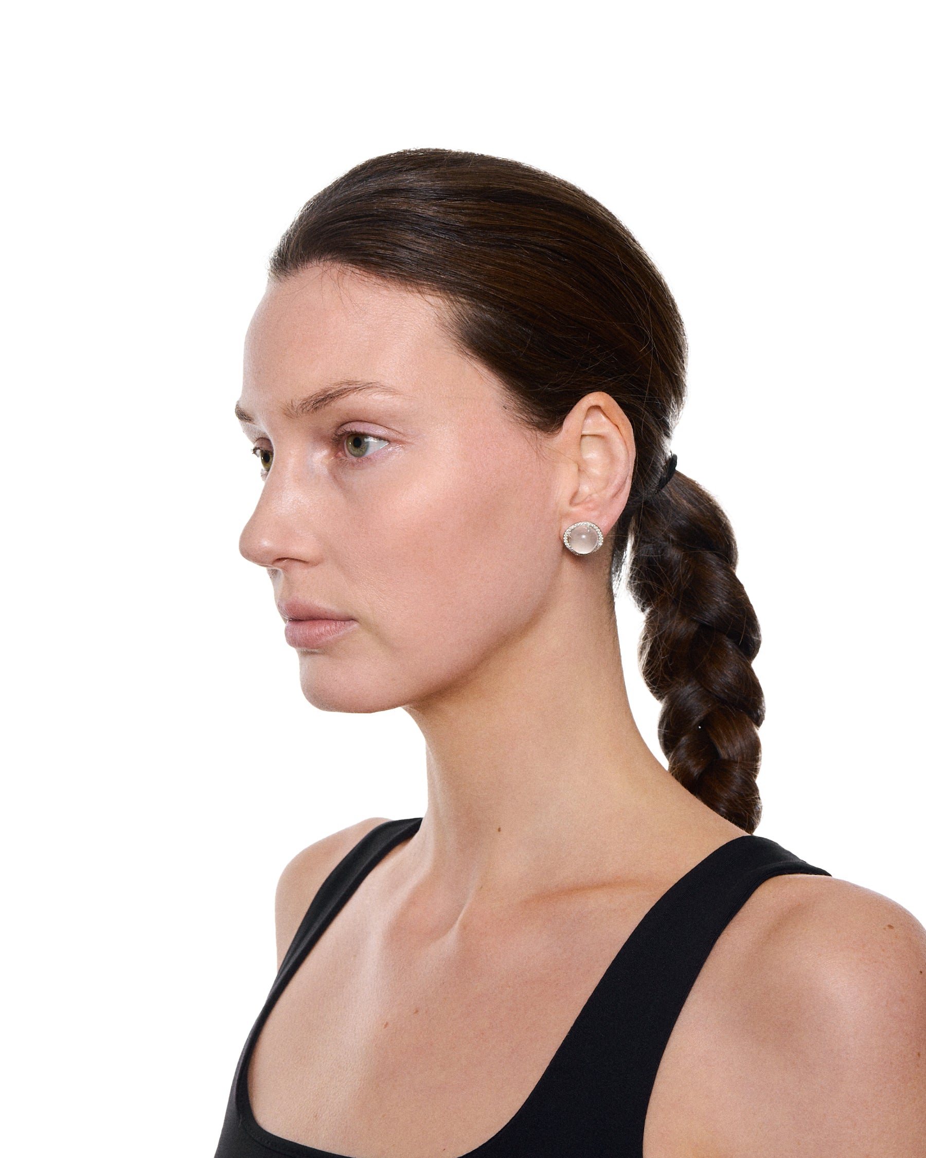 Cabochon Pavé Earrings — Mountain Crystal