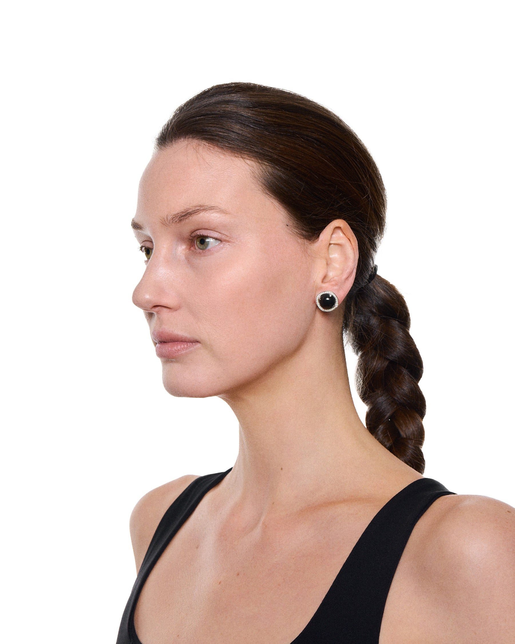 Cabochon Pavé Earrings — Onyx