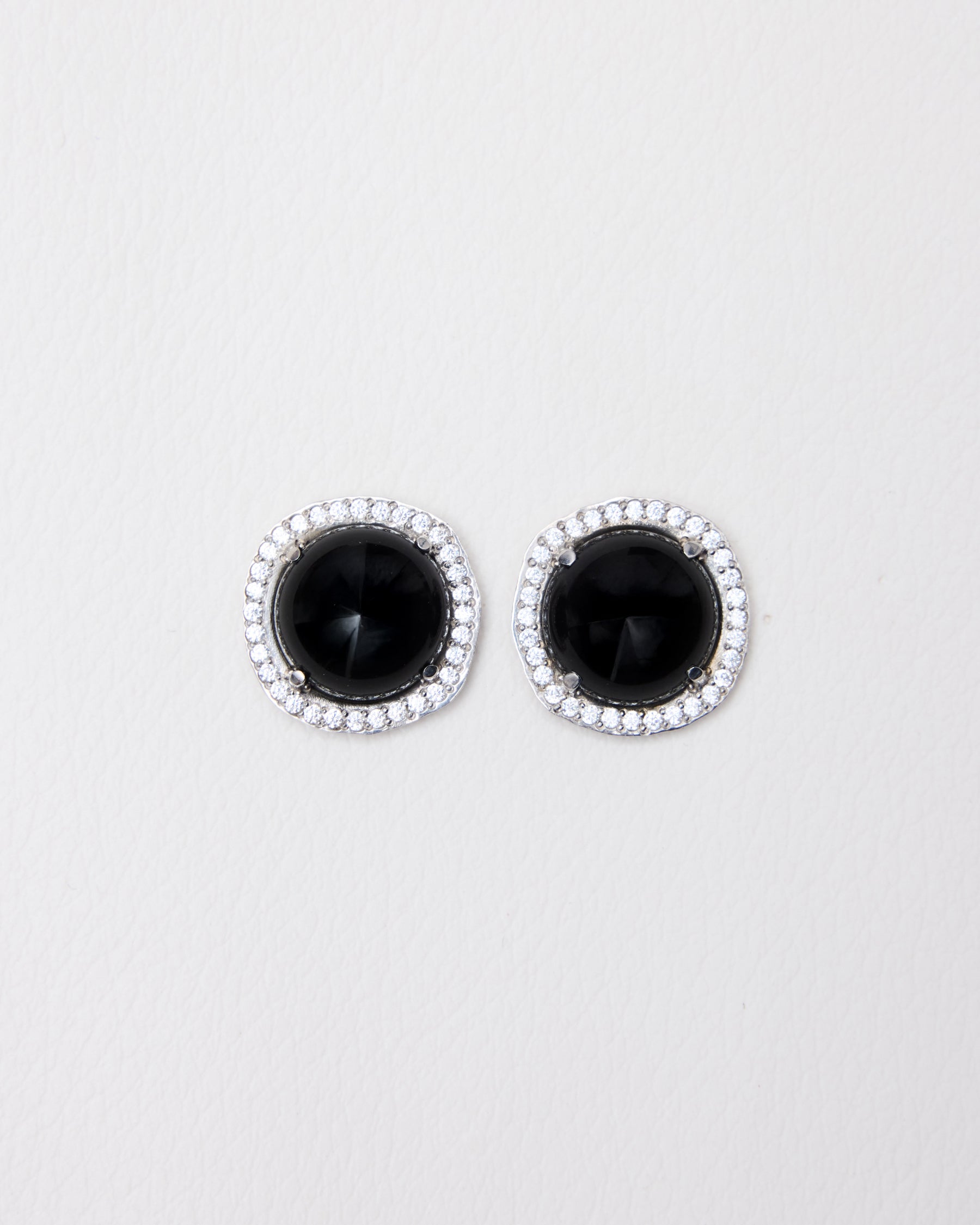Cabochon Pavé Earrings — Onyx