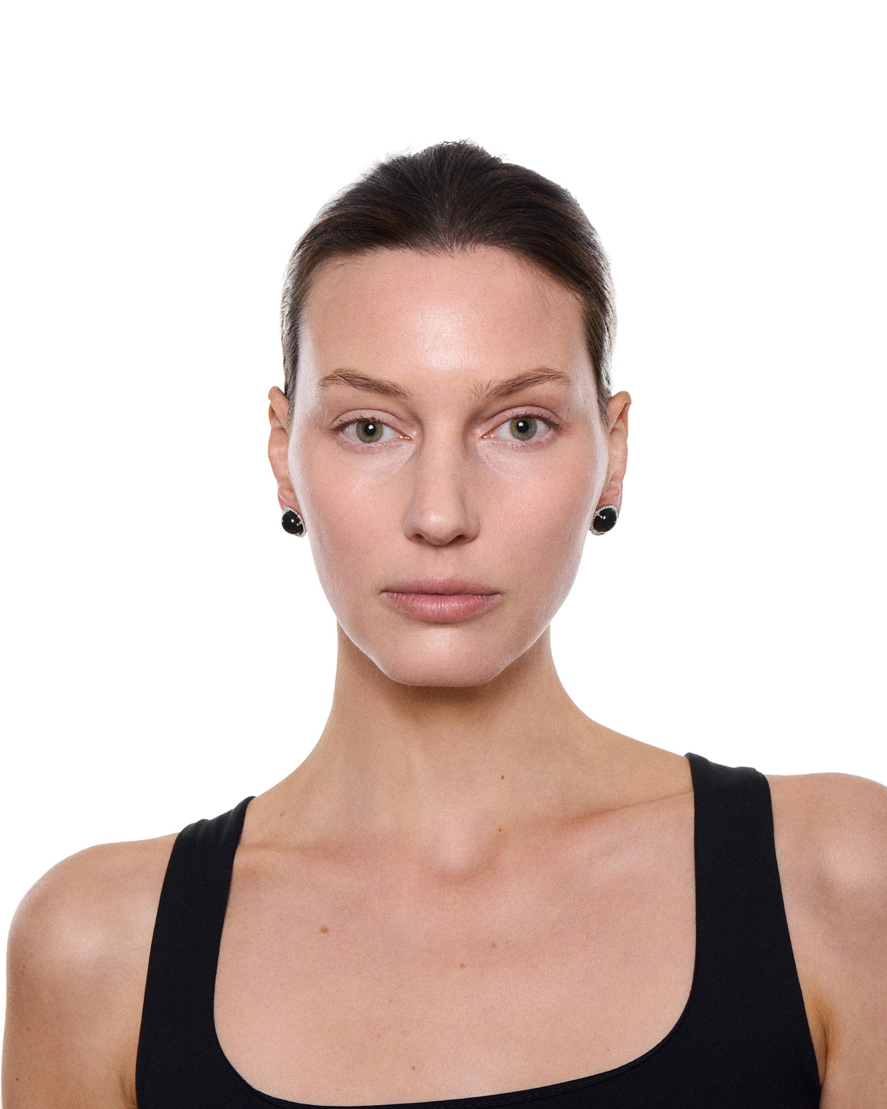 Cabochon Pavé Earrings — Onyx