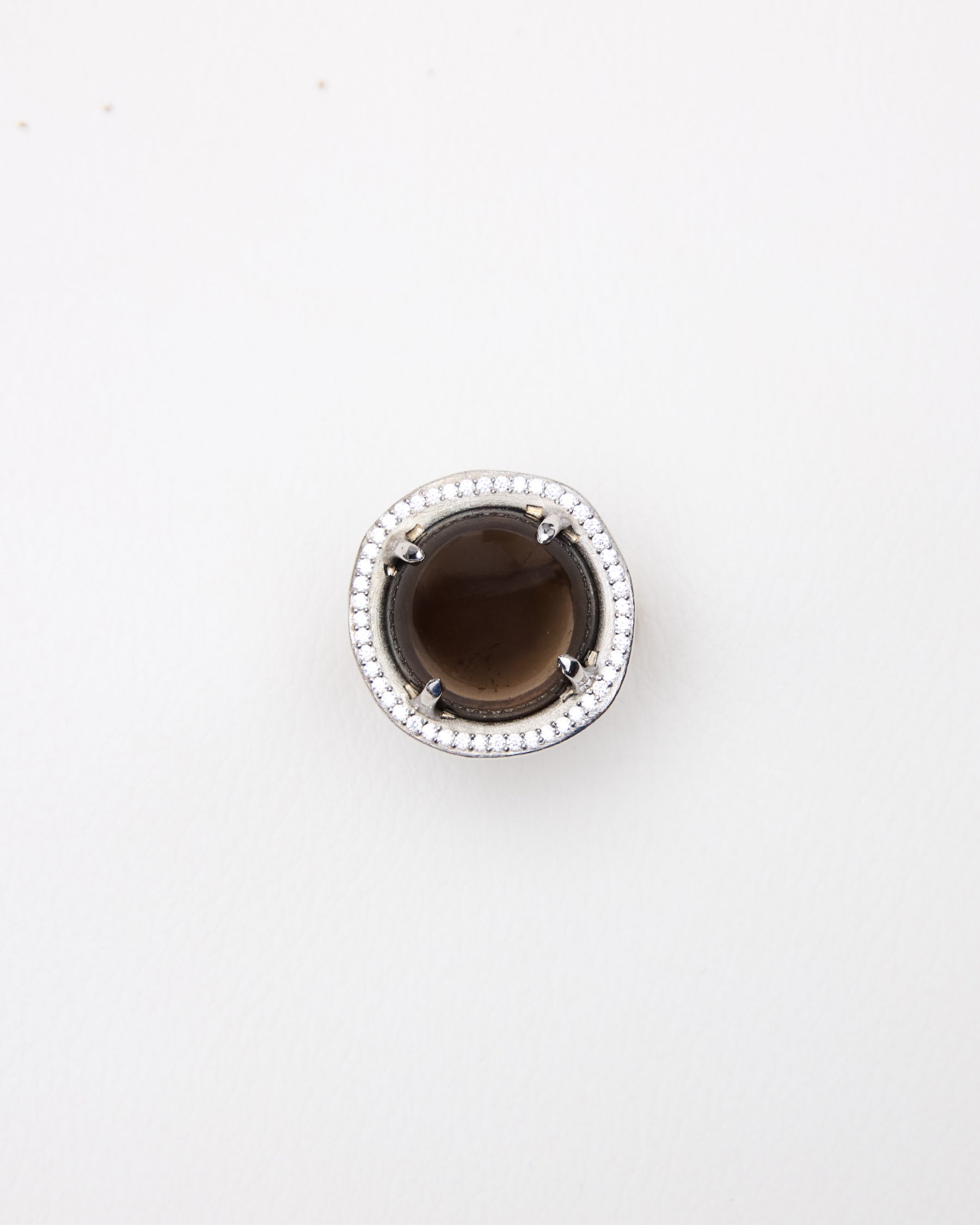 Cabochon Pavé Ring — Smoky Quartz