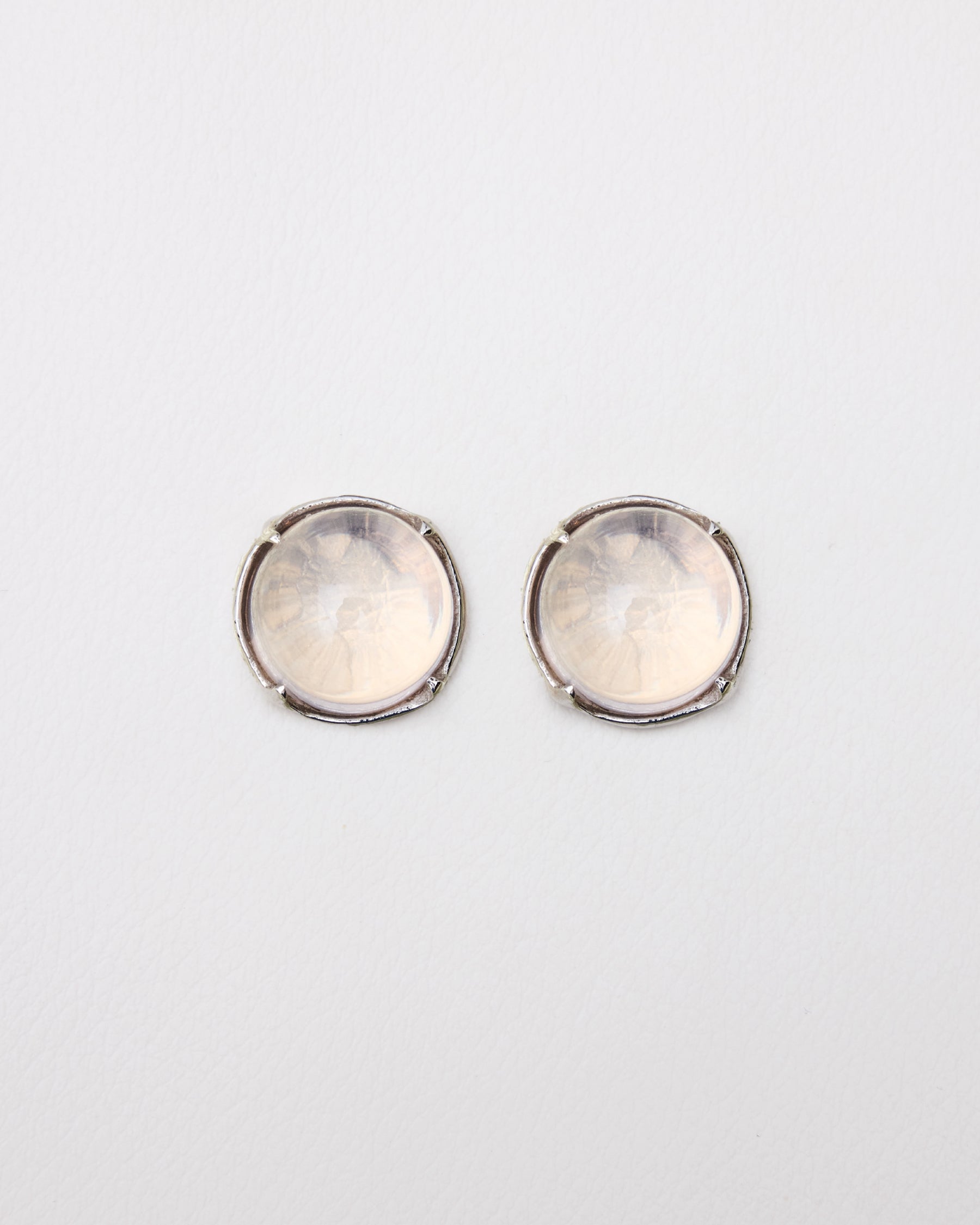 Cabochon Stud Earrings — Rose Quartz
