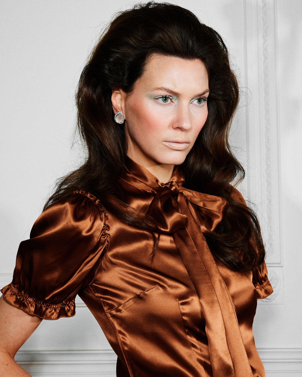 Pear Cabochon Pavé Earrings — Rose Quartz