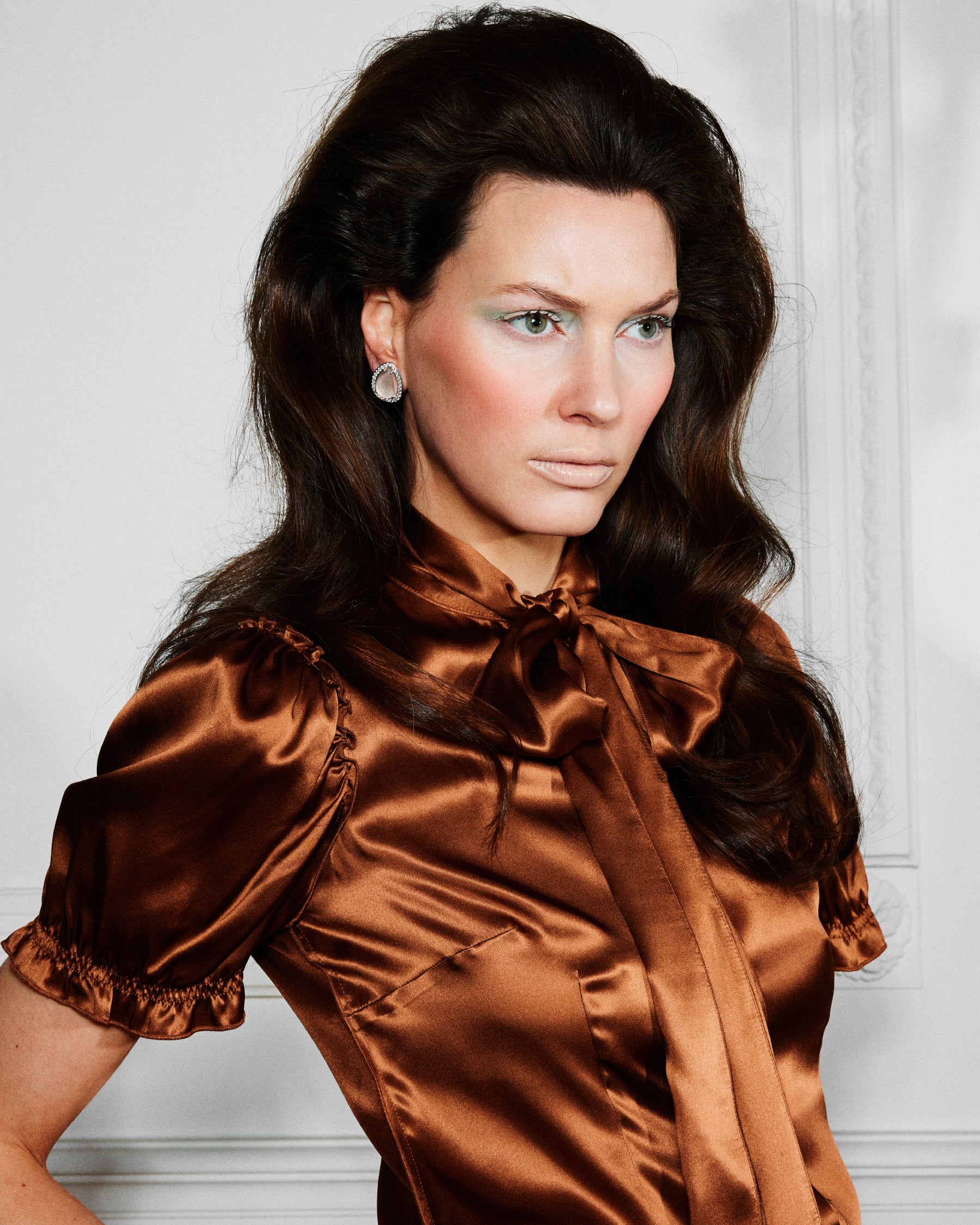 Pear Cabochon Pavé Earrings — Rose Quartz