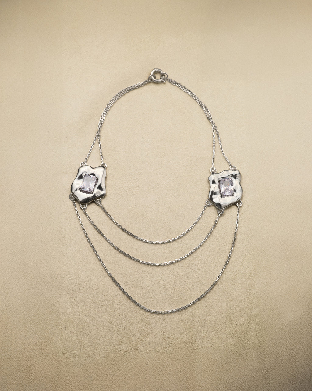Double Pendant Necklace — Zirconia