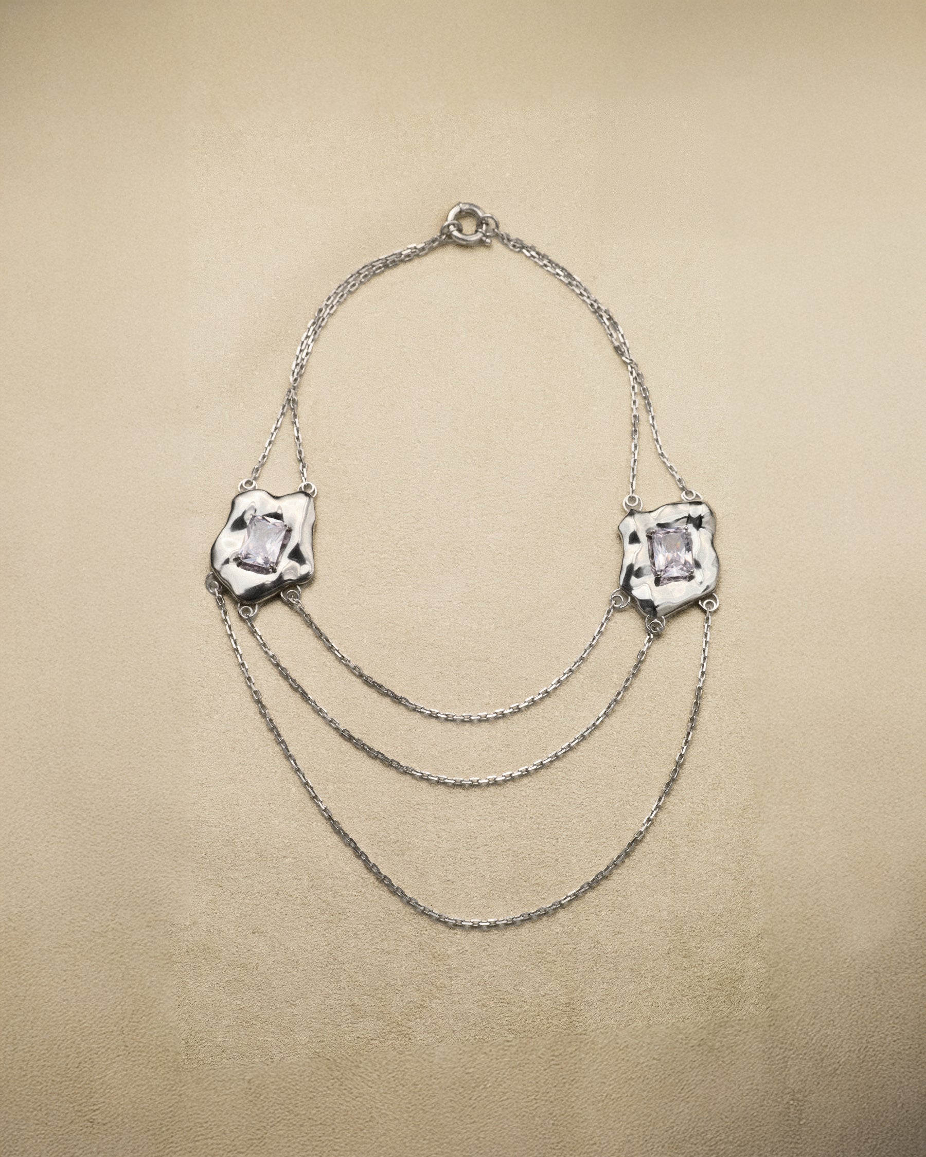 Double Pendant Necklace — Zirconia