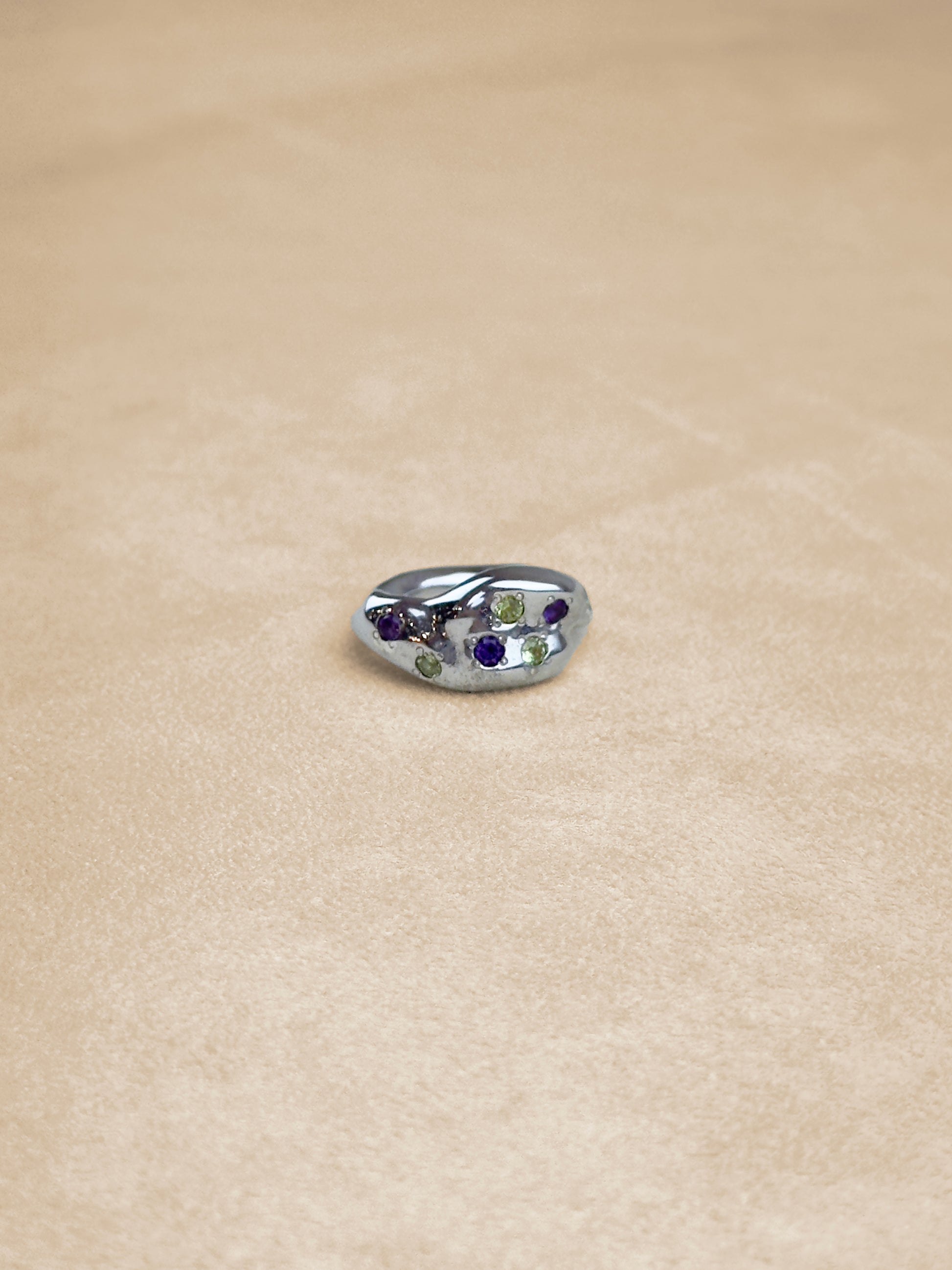 Jellybean – Amethyst & Peridot – Rhodium Plated