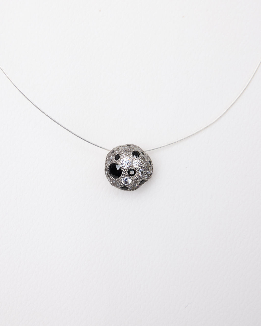 Milgrain Pavé Sphere Necklace — Caviar