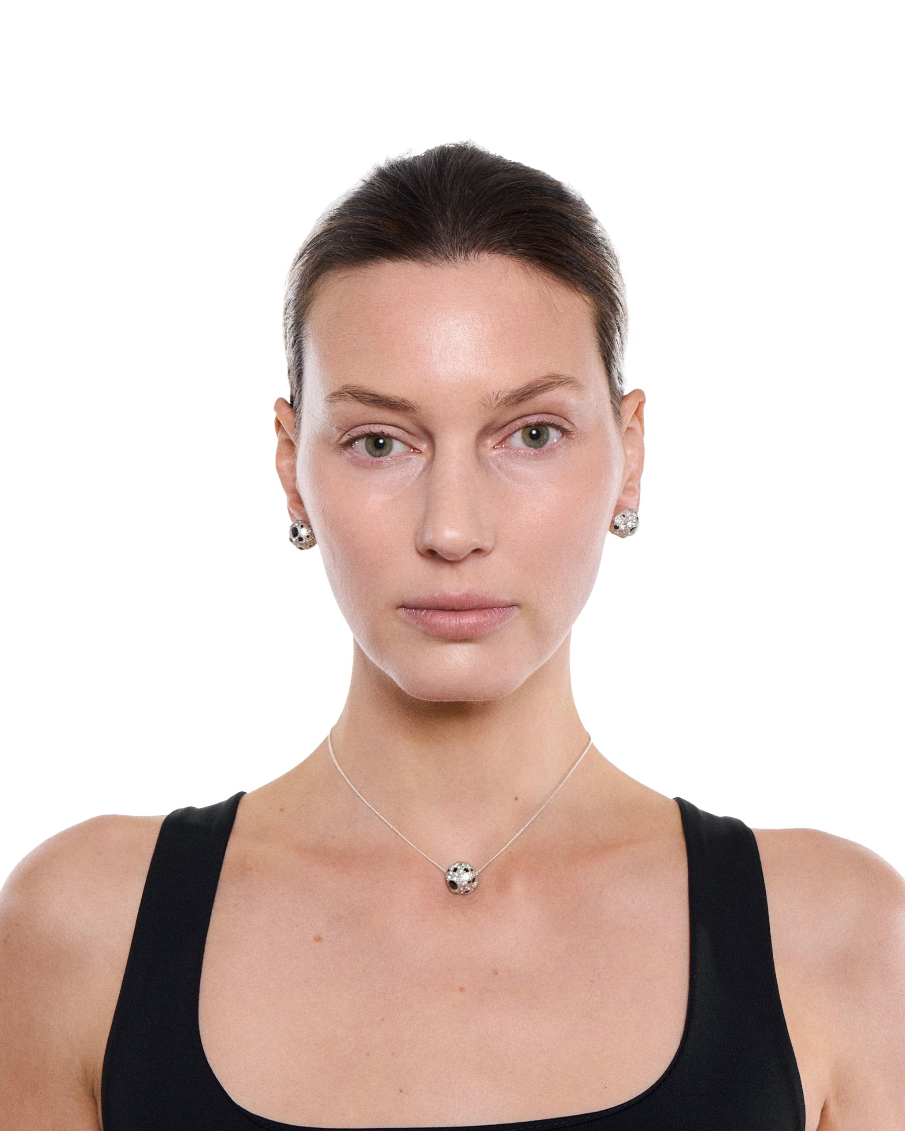 Milgrain Pavé Sphere Necklace — Caviar