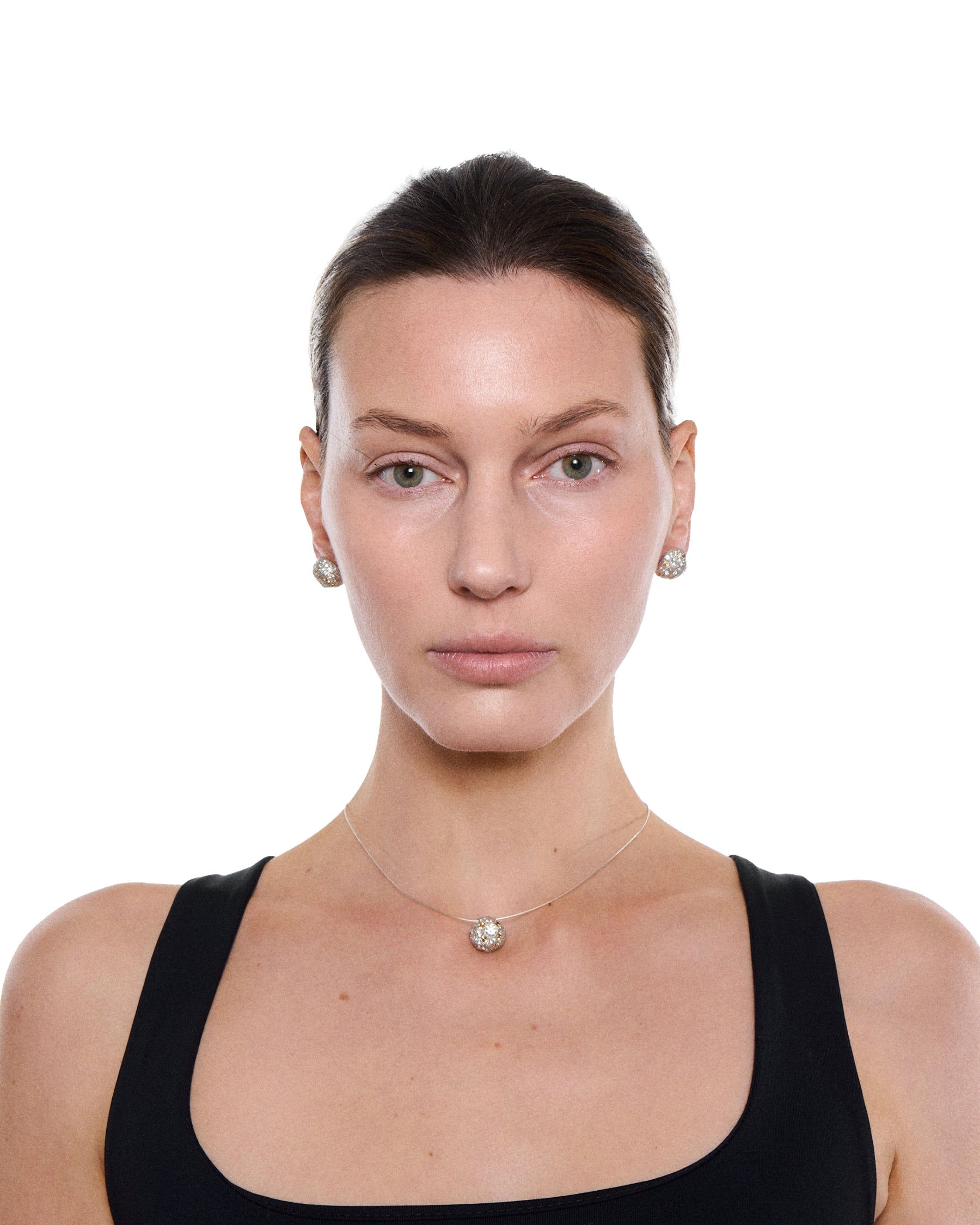 Milgrain Pavé Earrings — Champagne