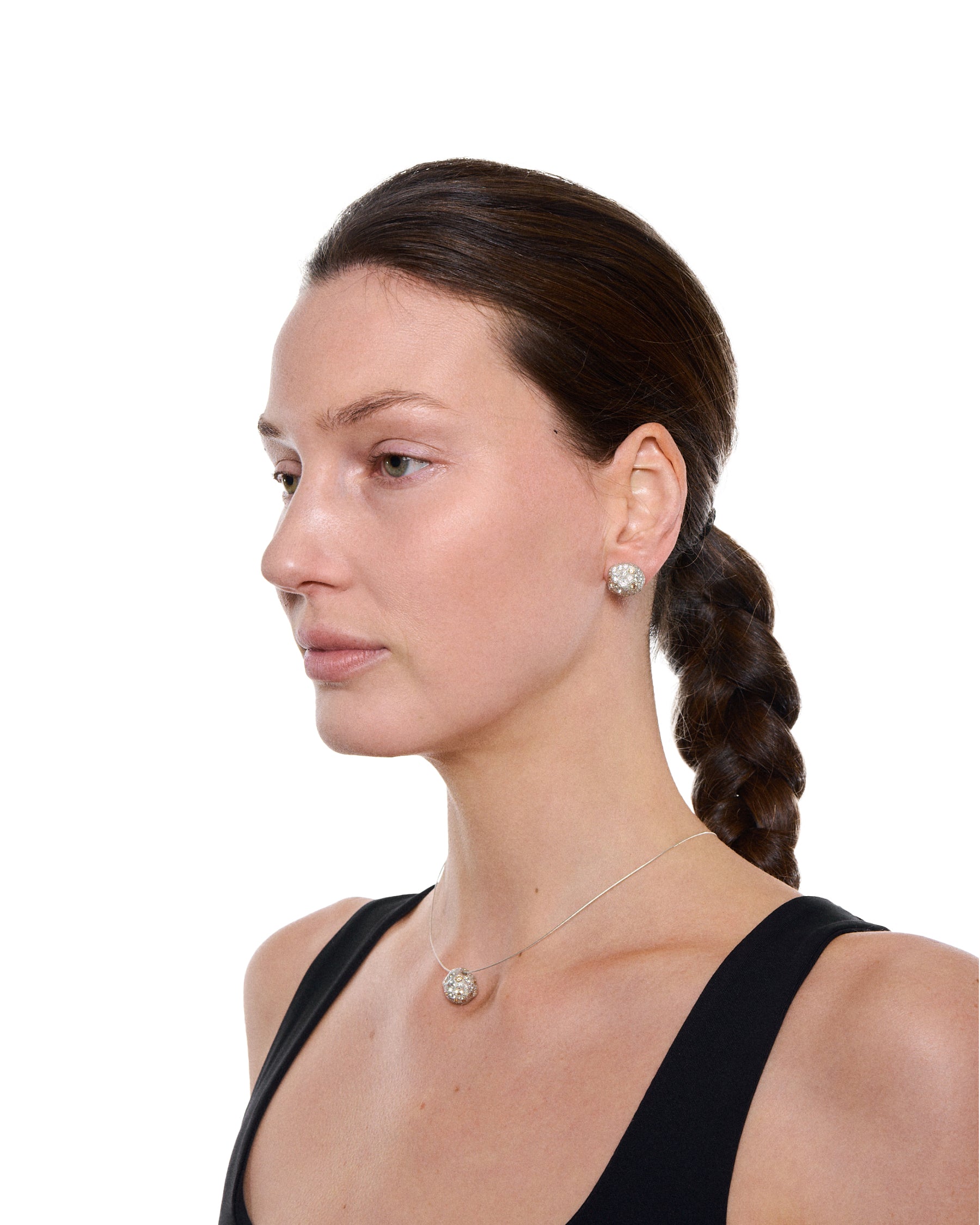Milgrain Pavé Earrings — Champagne