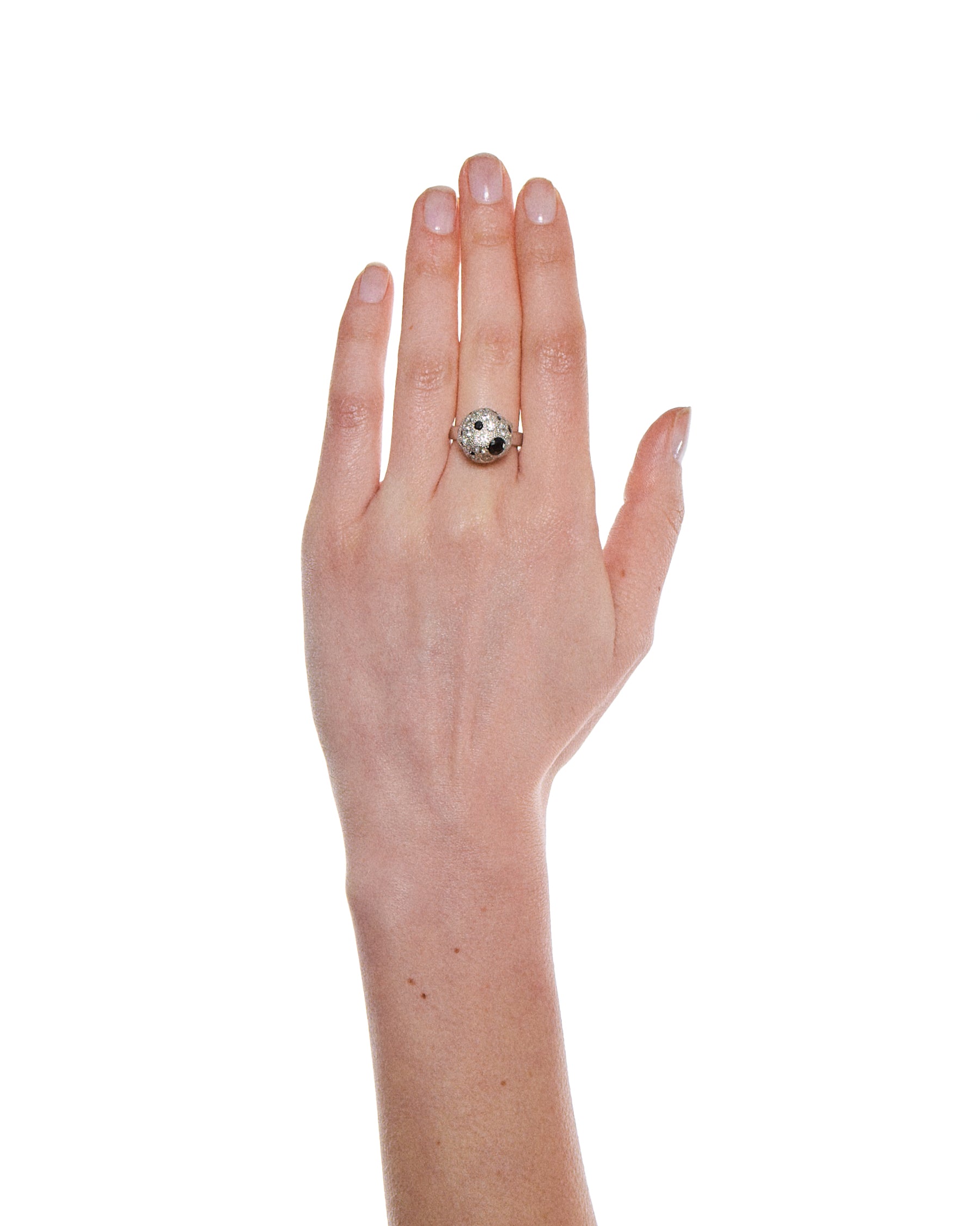 Milgrain Pavé Sphere Ring — Caviar