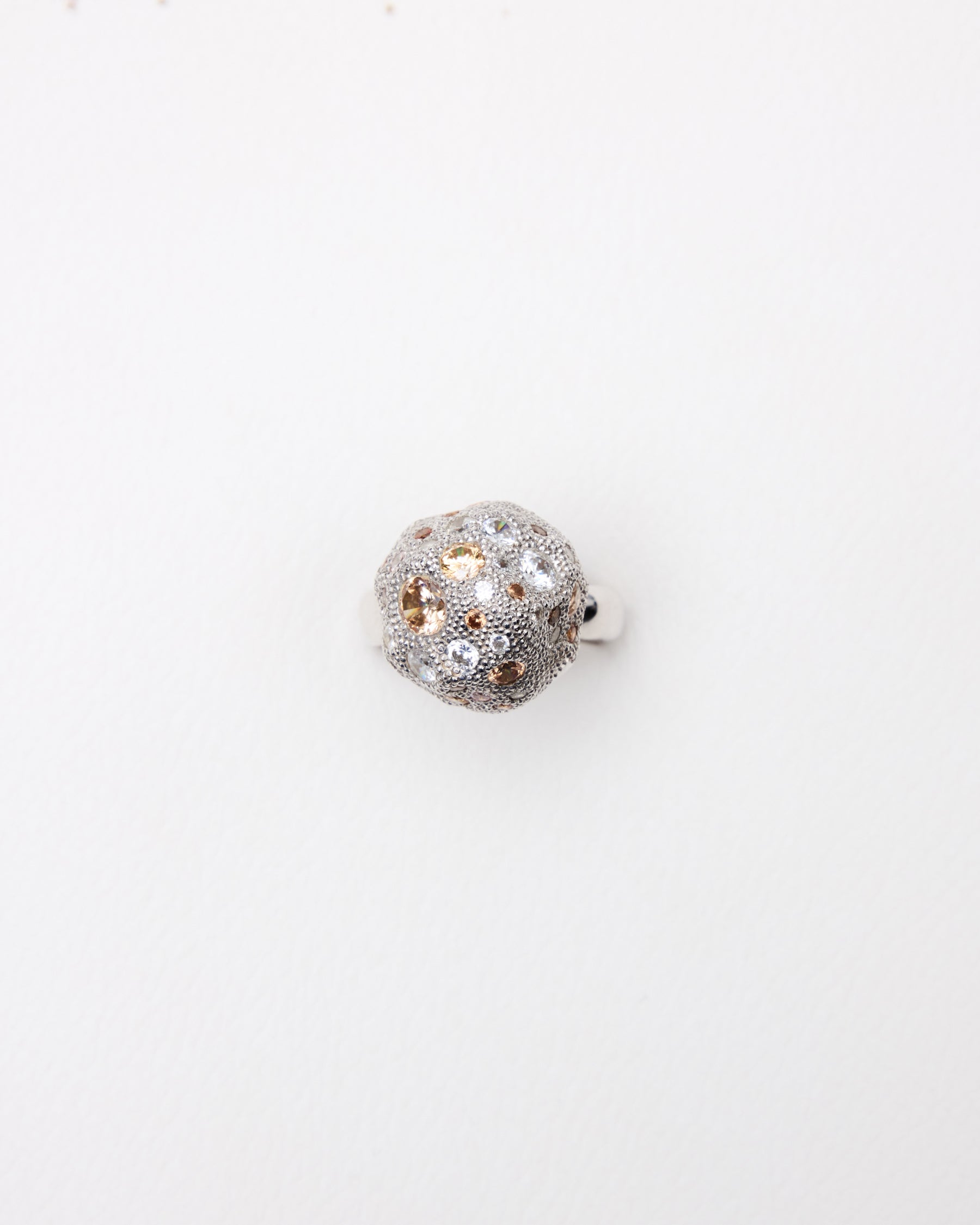 Milgrain Pavé Sphere Ring — Champagne