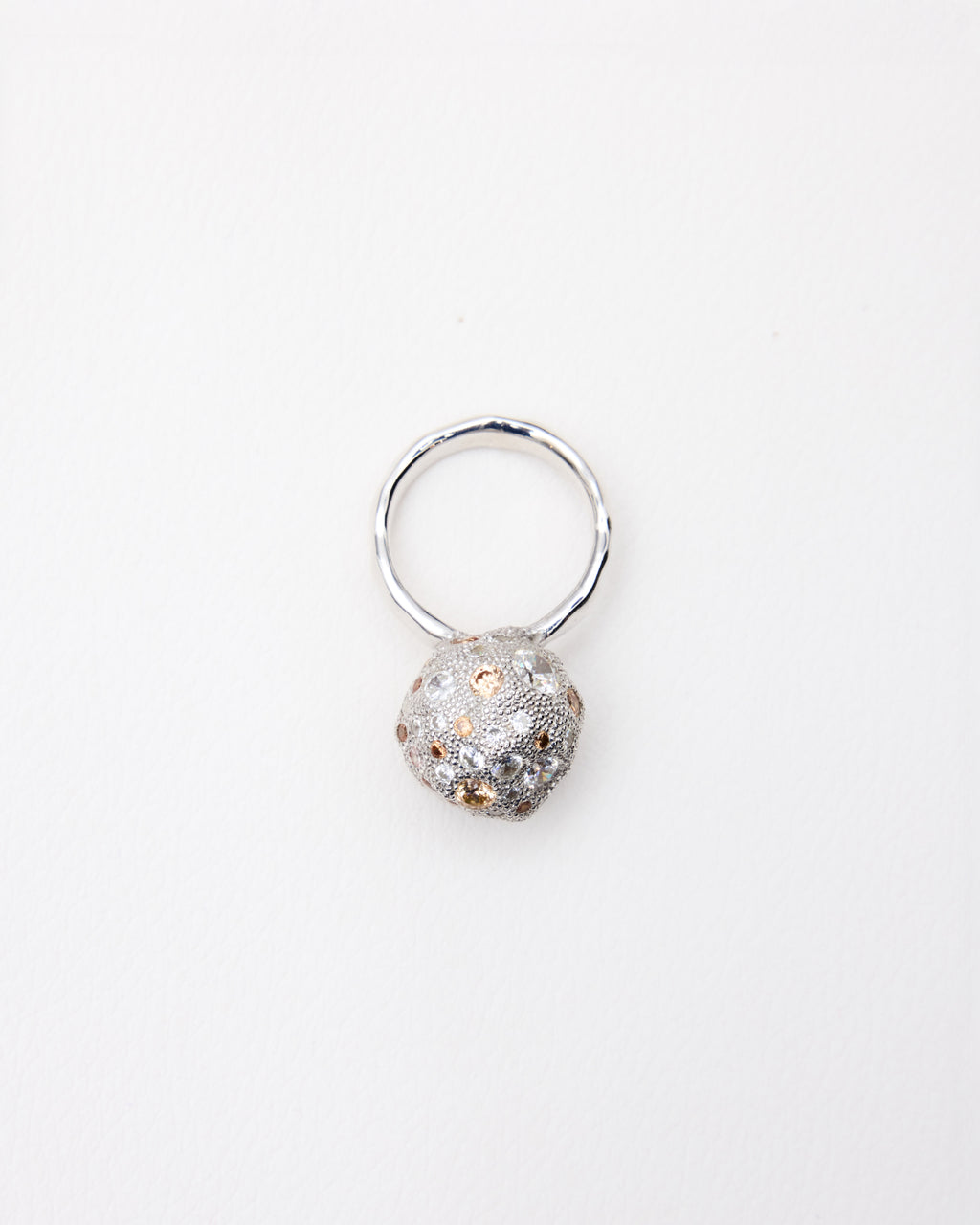 Milgrain Pavé Sphere Ring — Champagne