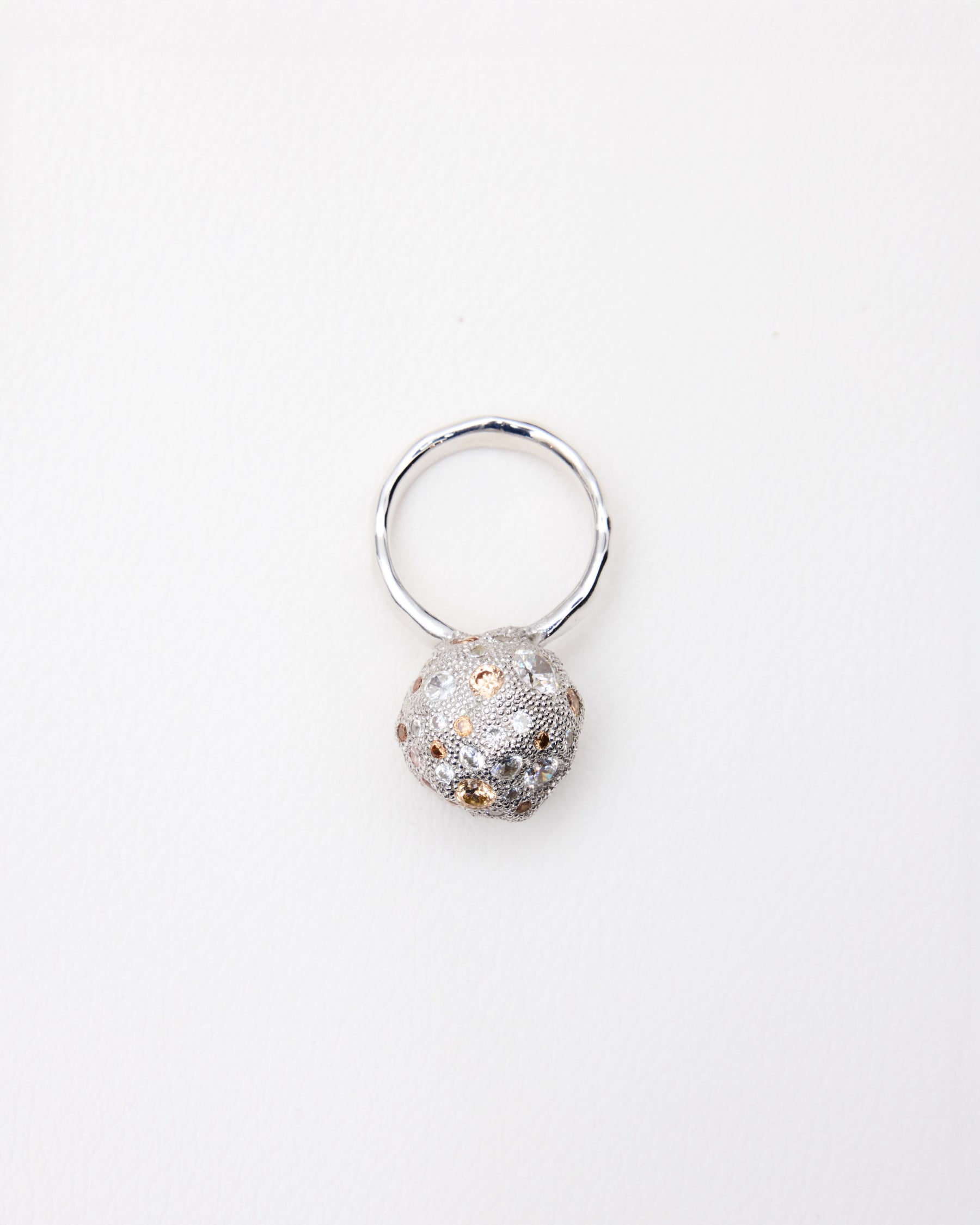 Milgrain Pavé Sphere Ring — Champagne
