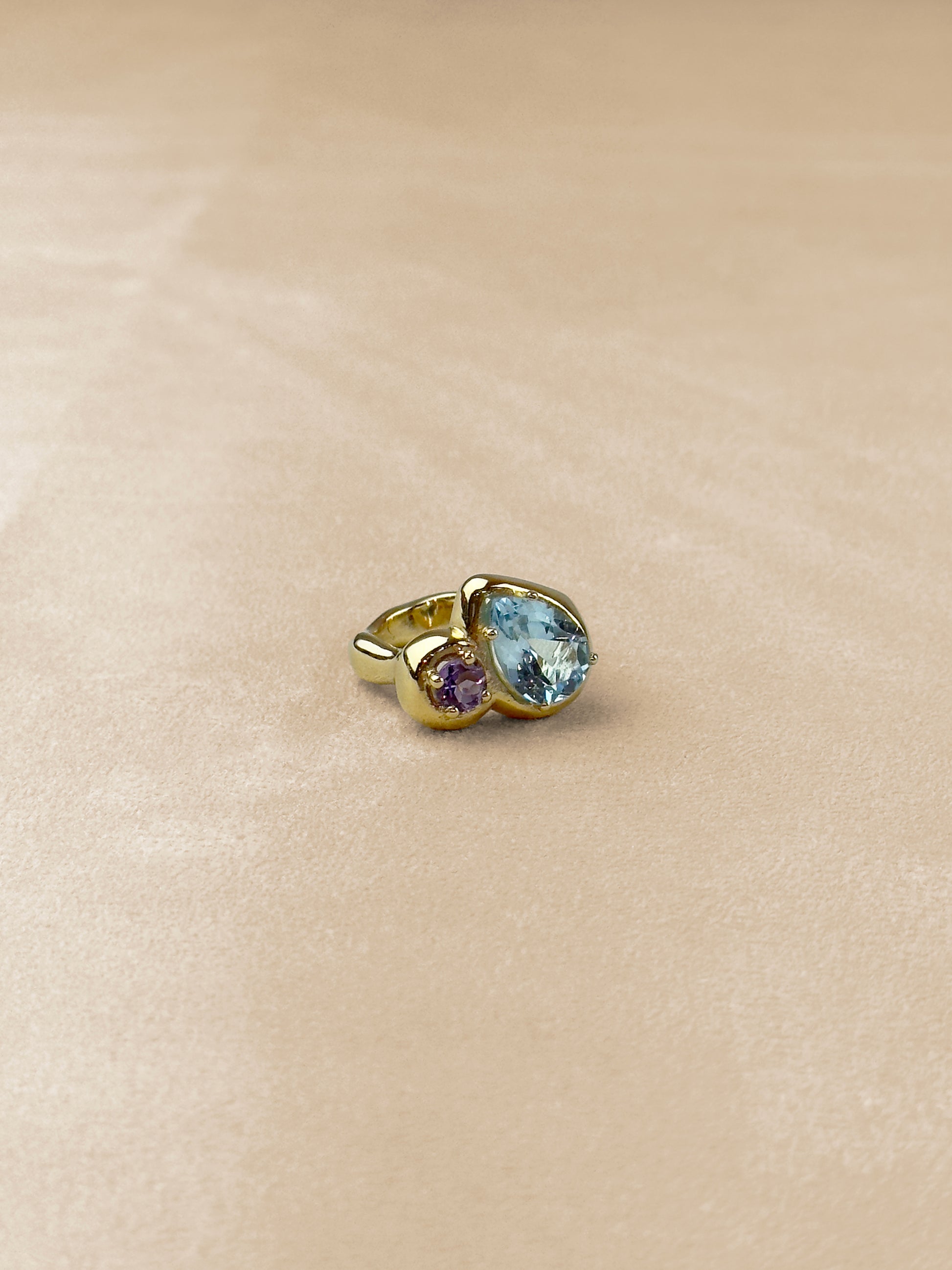 Odd Ring #2 – Amethyst & Sky Topaz – Gold Vermeil