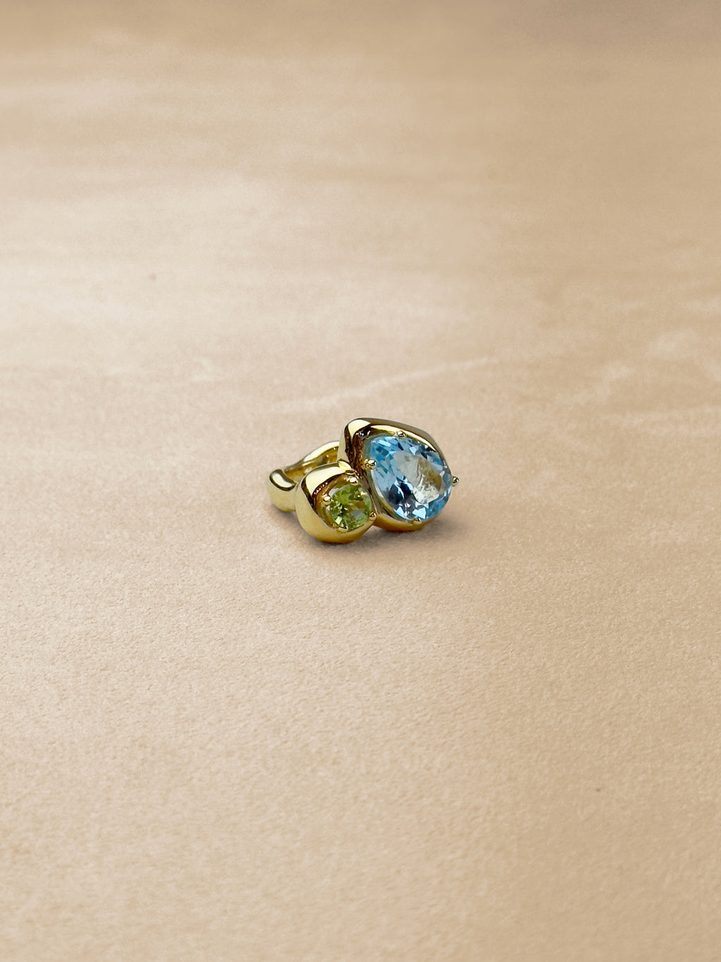 Odd Ring #2 – Peridot & Sky Topaz – Gold Vermeil