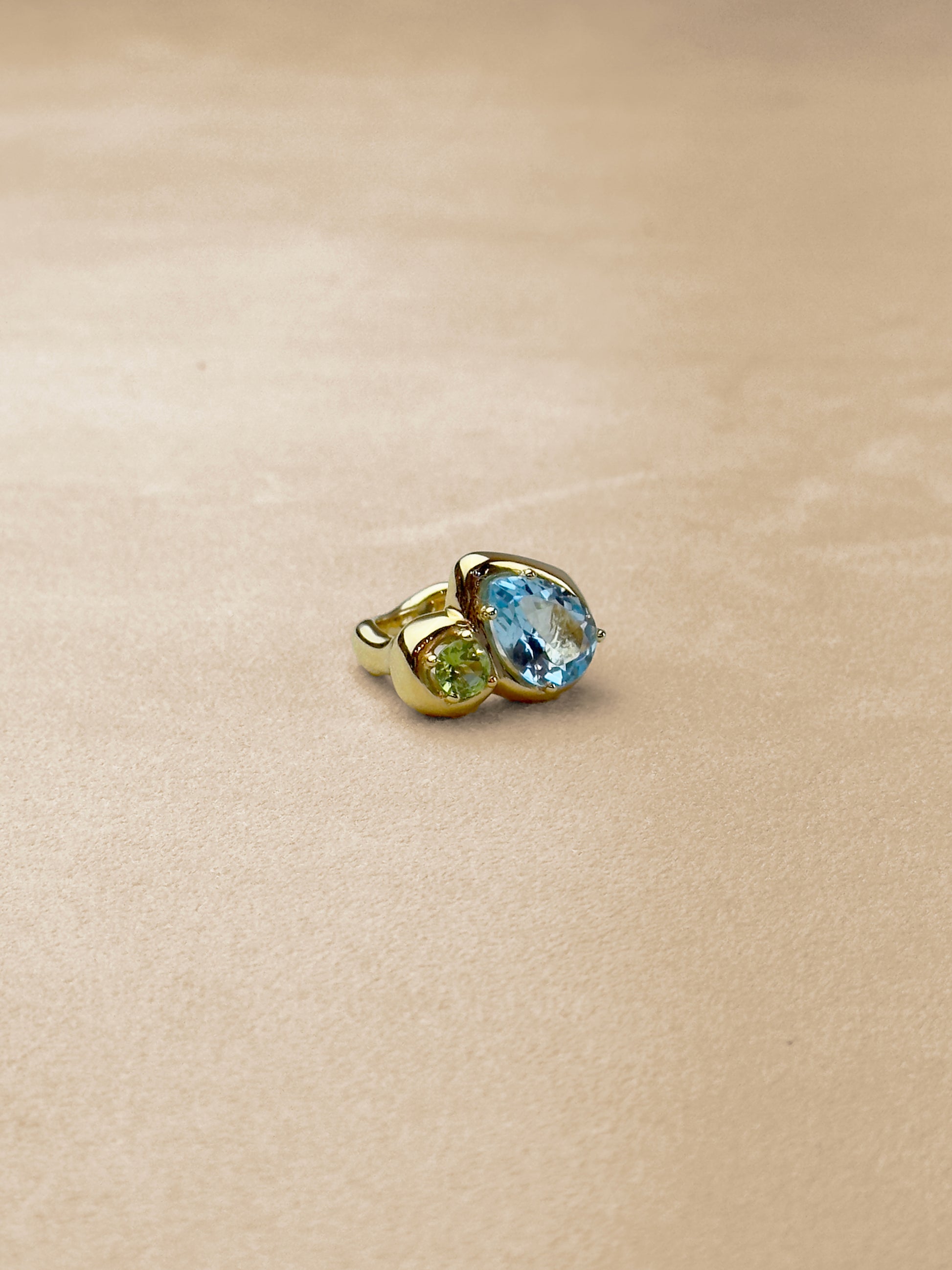 Odd Ring #2 – Peridot & Sky Topaz – Gold Vermeil