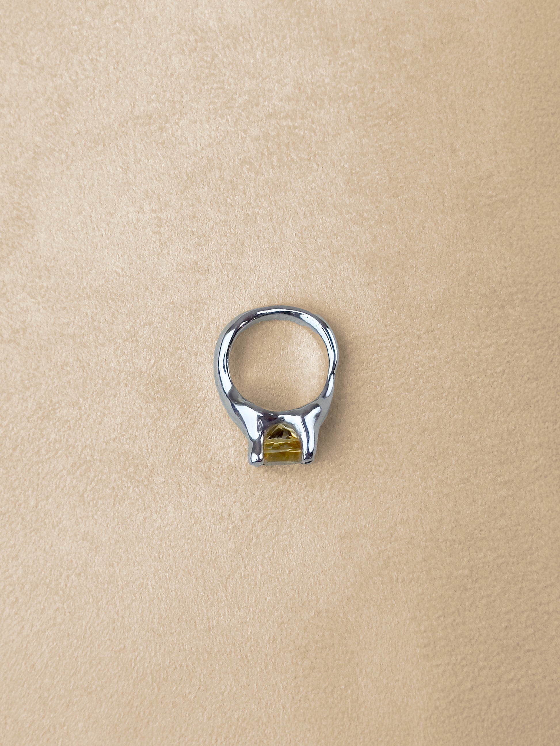 Odd Ring #1 – Citrine – Rhodium Plated