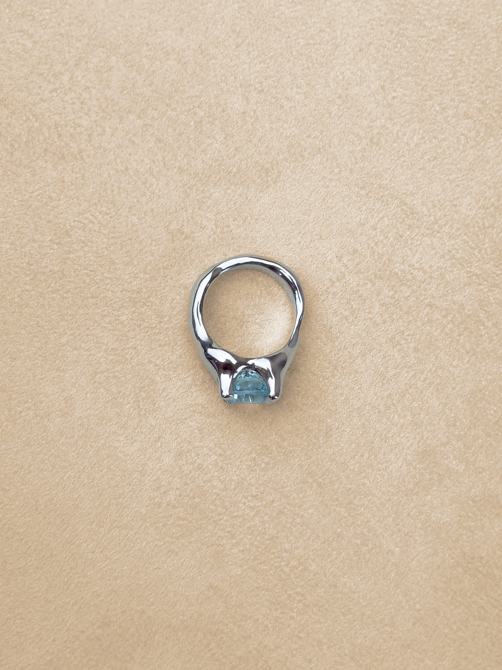 Odd Ring #1 – Sky Topaz – Rhodium Plated