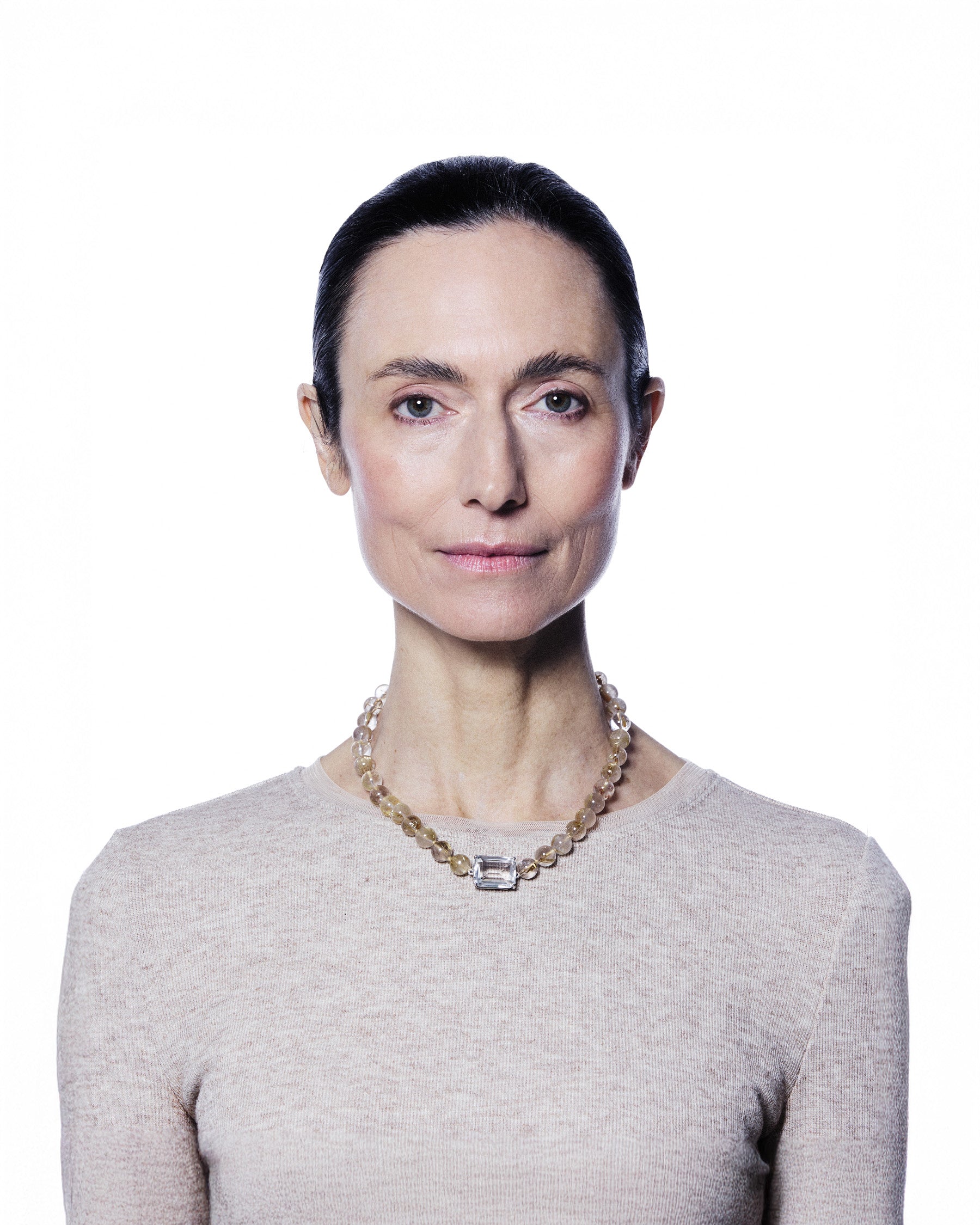 Small Bead Necklace — Gold Rutilated Quartz & Mountain Crystal