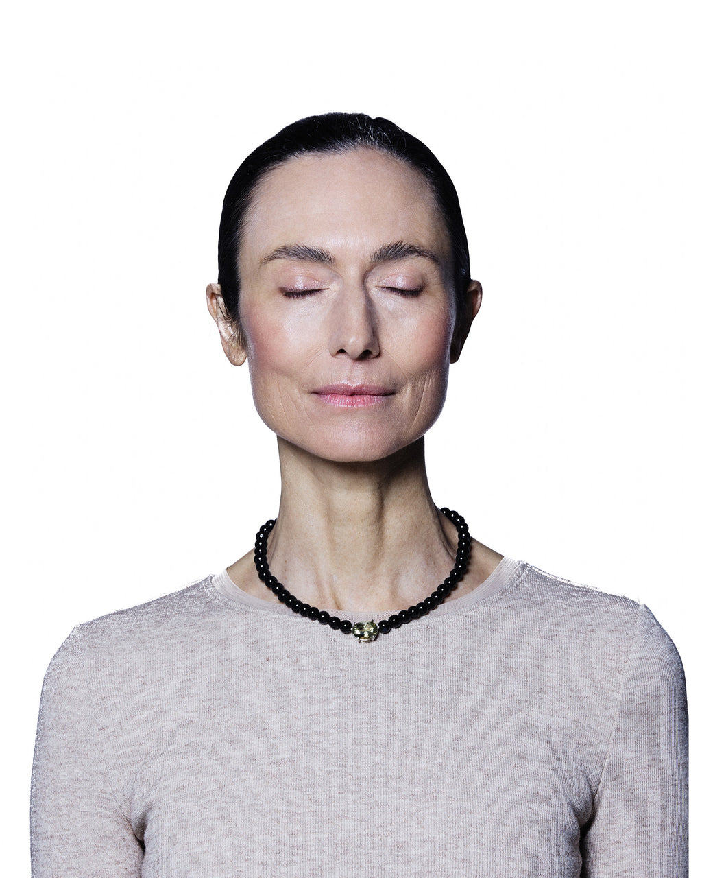 Small Bead Necklace — Onyx & Lemon Citrine