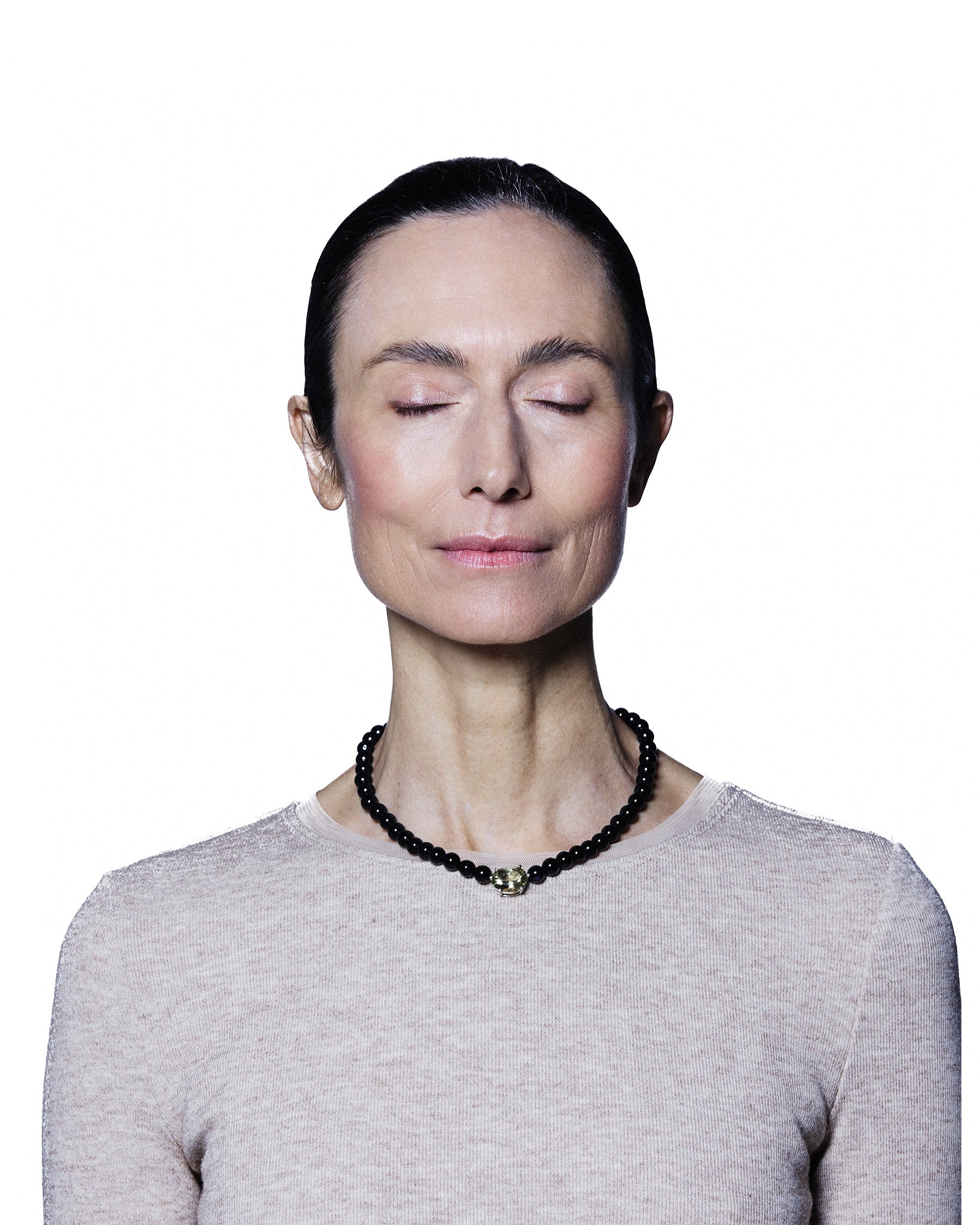 Small Bead Necklace — Onyx & Lemon Citrine