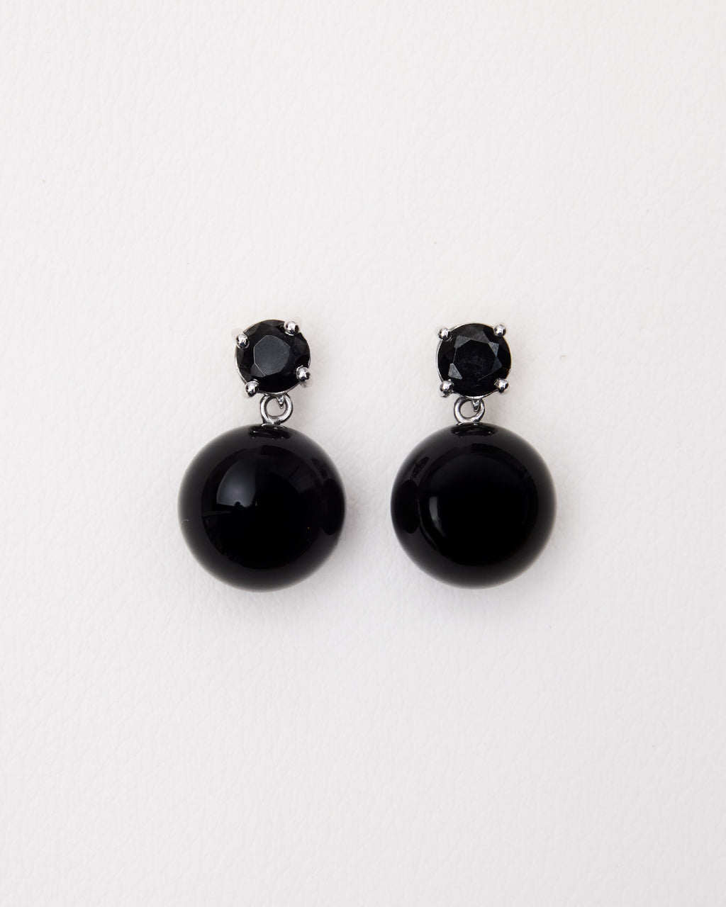 Large Sphere Drop Earrings — Onyx