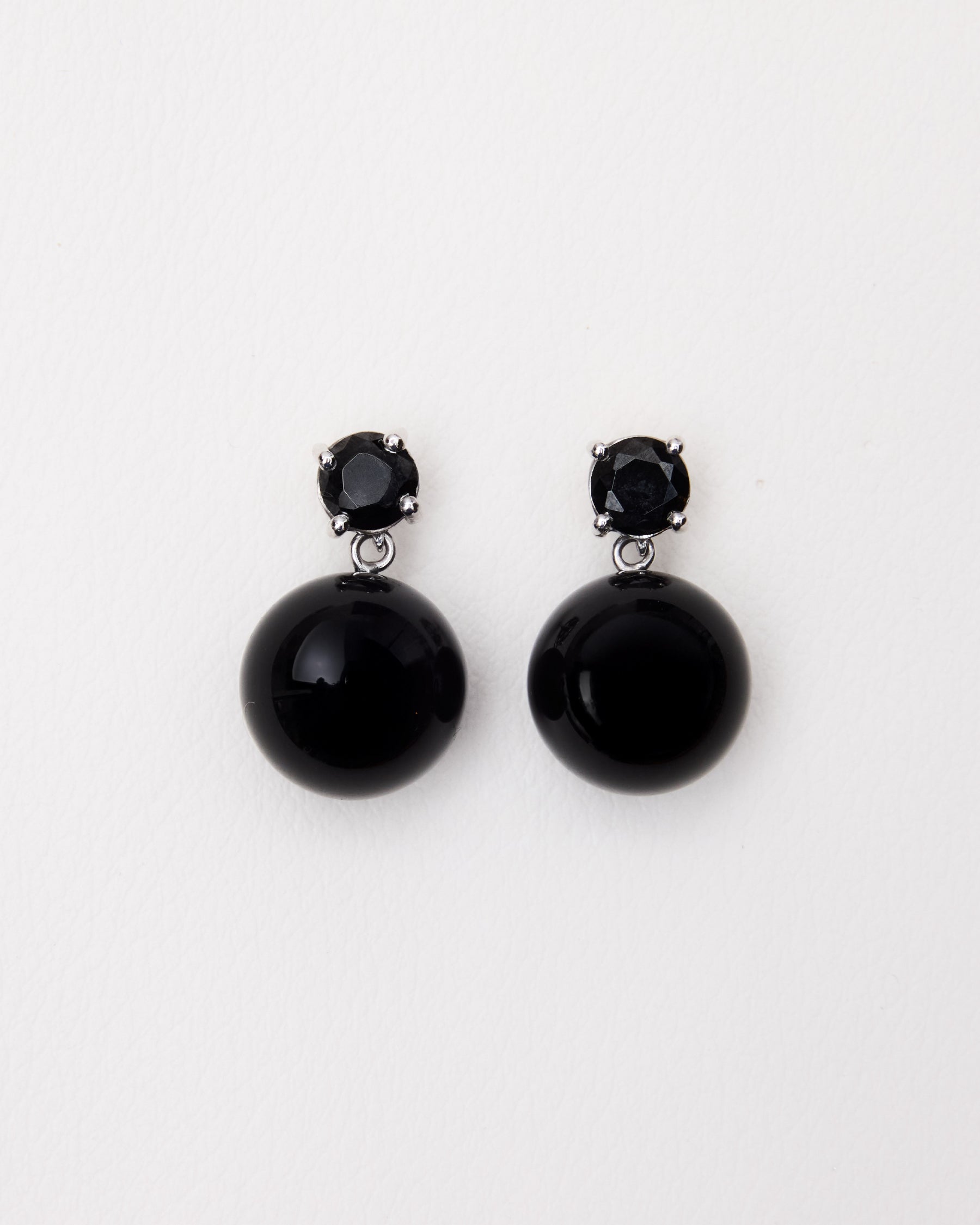 Large Sphere Drop Earrings — Onyx